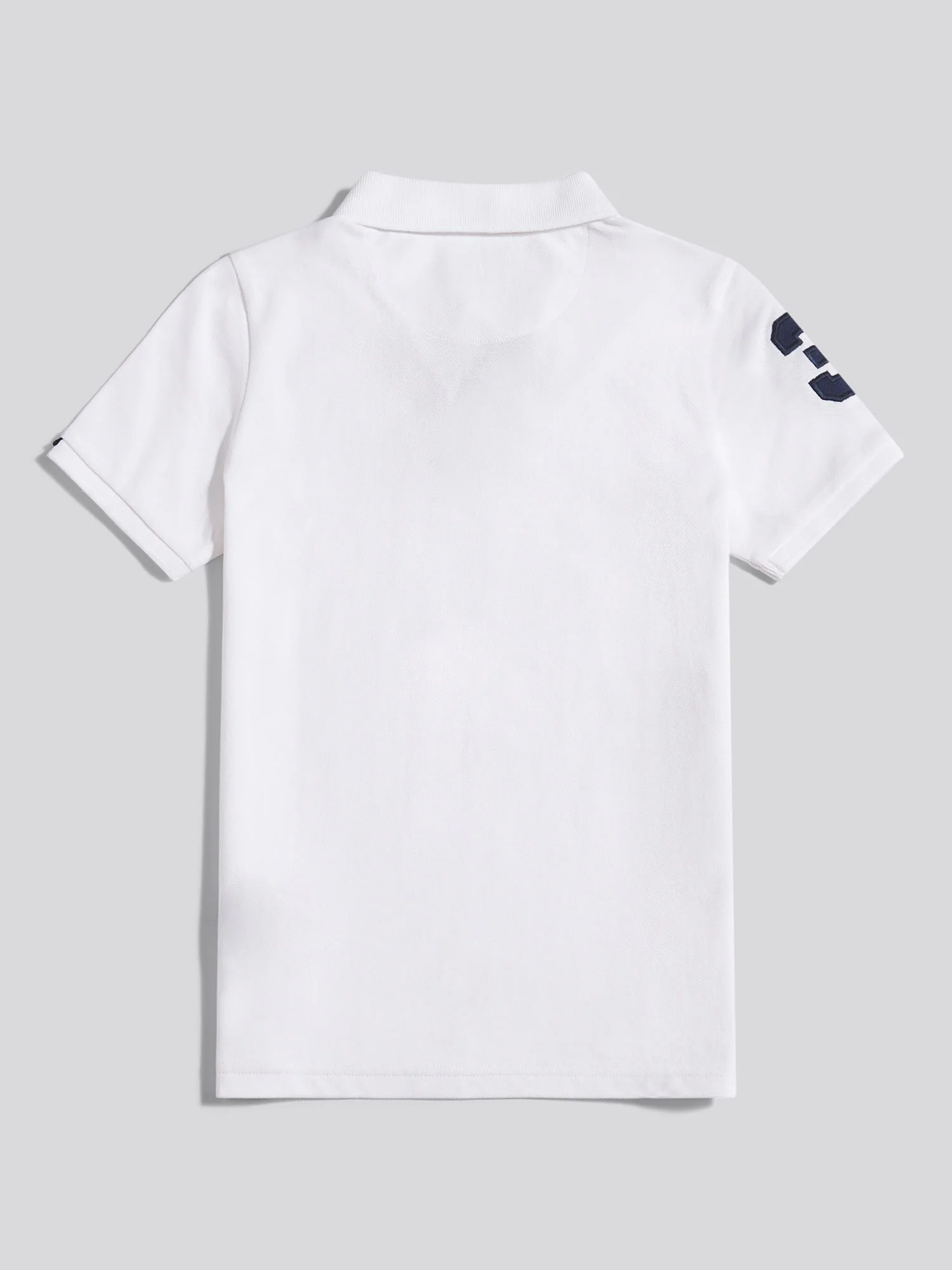 Boys Player 3 Polo Shirt White / Dark Sapphire Navy DHM - Image 6