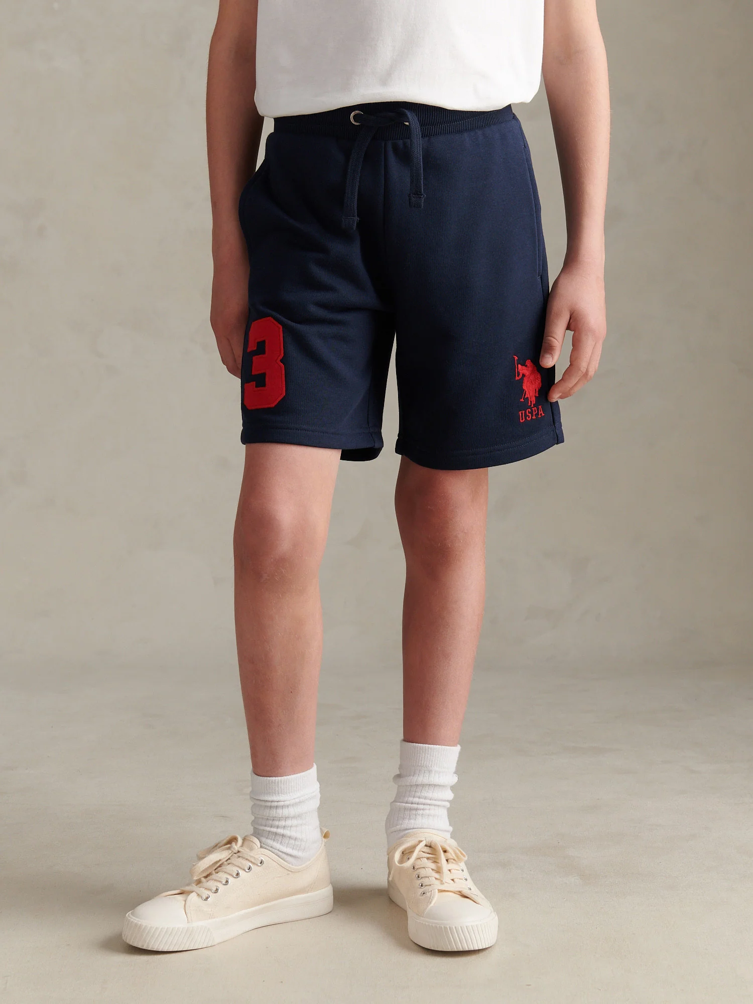 Boys Player 3 Sweat Shorts Dark Sapphire Navy / Haute Red DHM