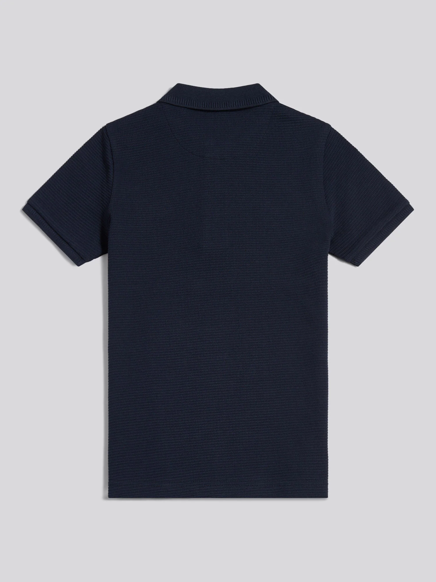 Boys Popcorn Texture Zip Polo Shirt Dark Sapphire Navy - Image 7