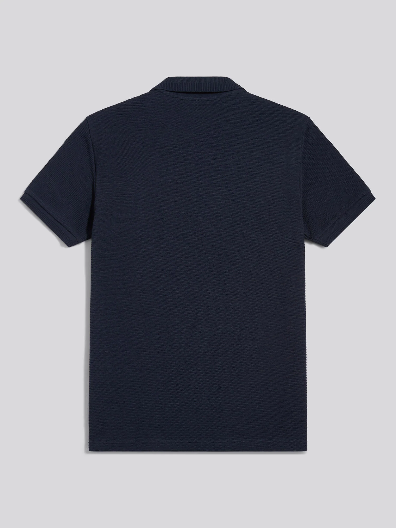 Mens Popcorn Texture Zip Polo Shirt Dark Sapphire Navy - Image 7