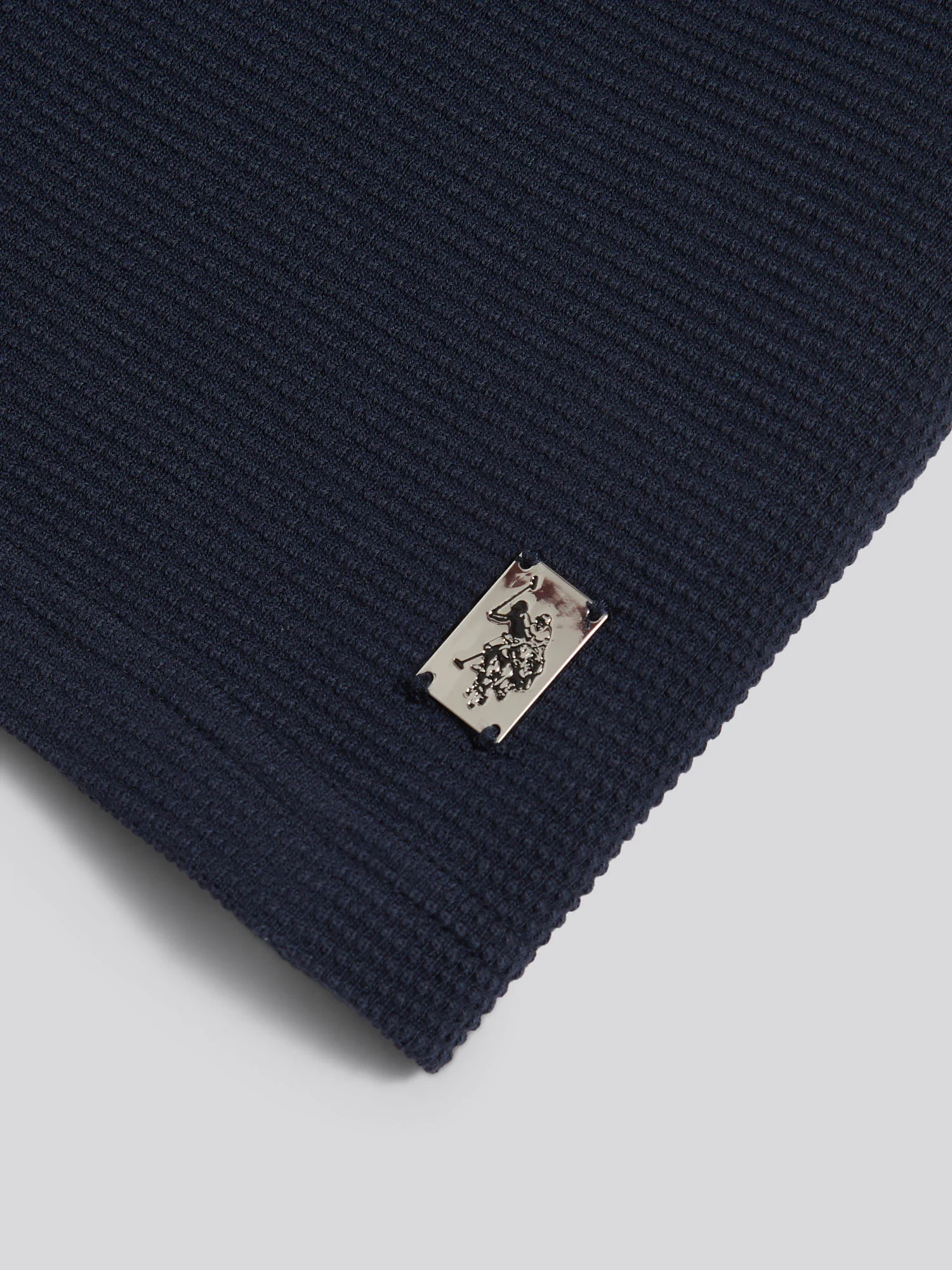 Mens Popcorn Texture Zip Polo Shirt Dark Sapphire Navy - Image 8