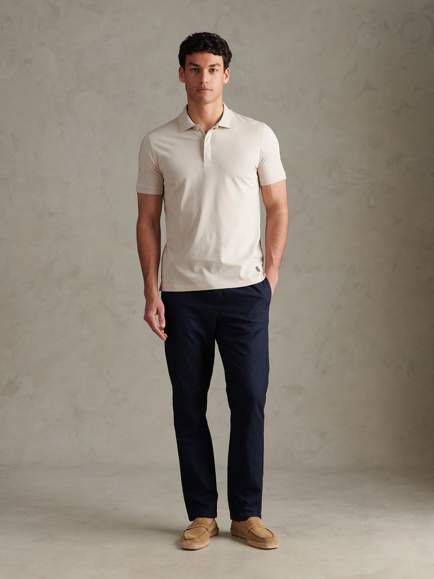 Mens Premium Supima Cotton Polo Shirt Beige - Image 3
