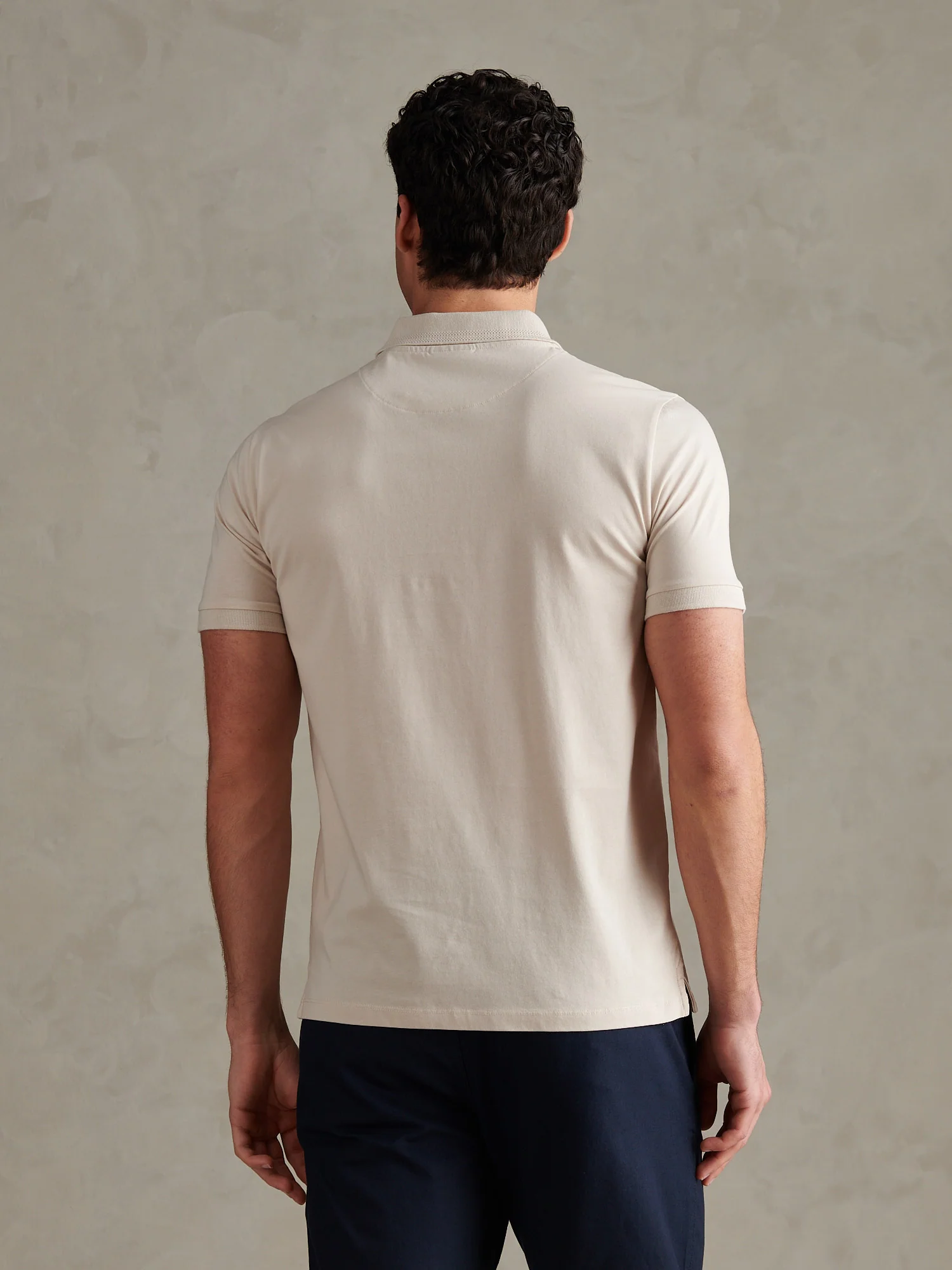 Mens Premium Supima Cotton Polo Shirt Beige - Image 4