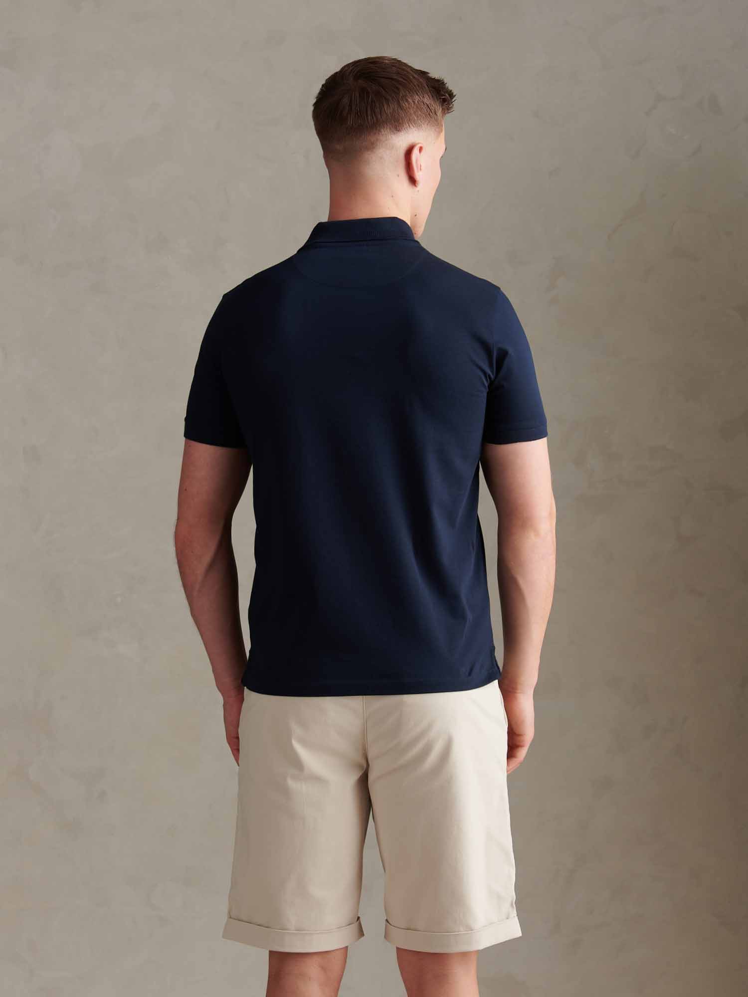Mens Premium Supima Cotton Polo Shirt Dark Sapphire Navy - Image 4