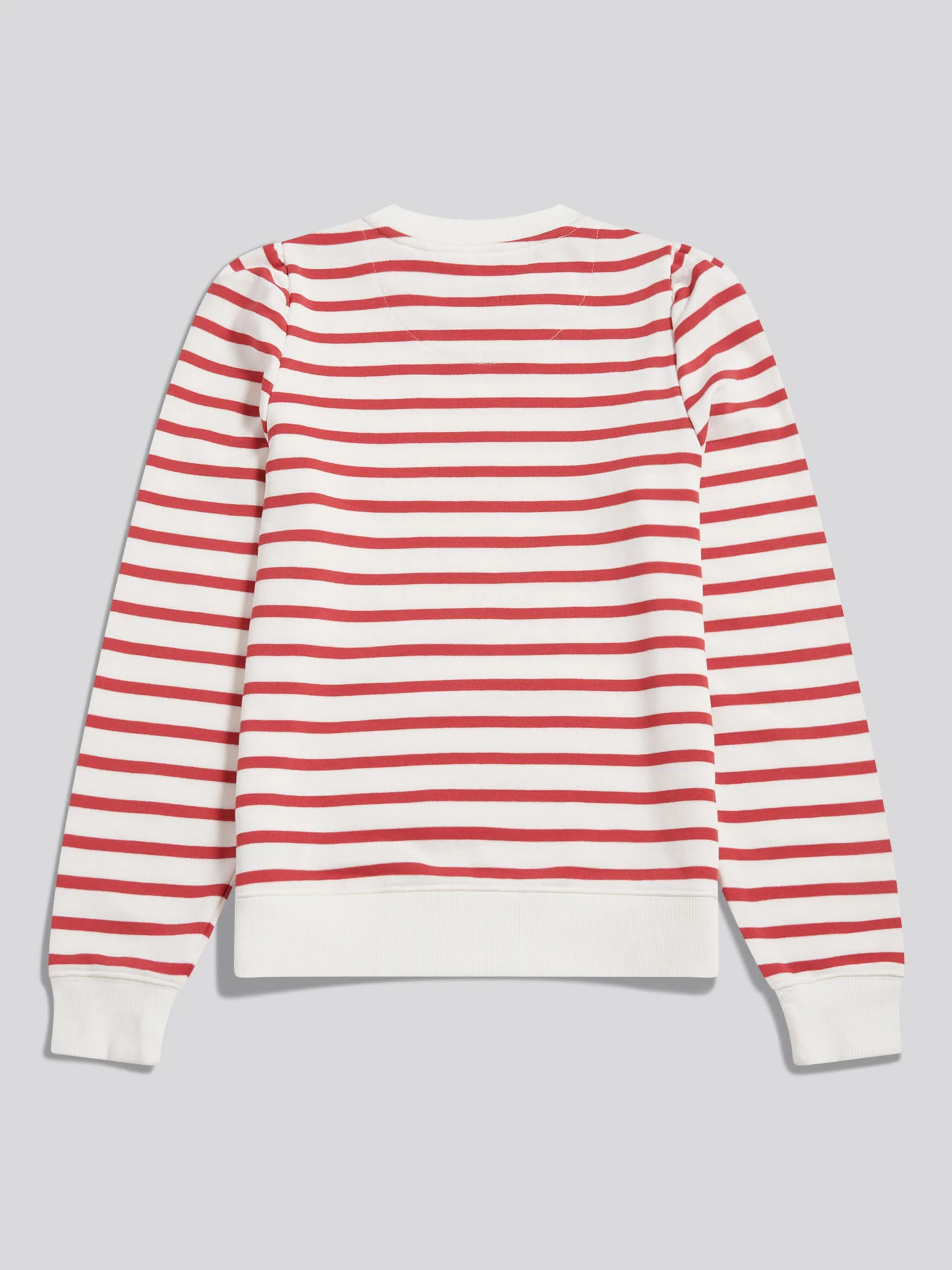 Womens Puff Sleeve Stripe Sweatshirt Mineral Red - Image 6