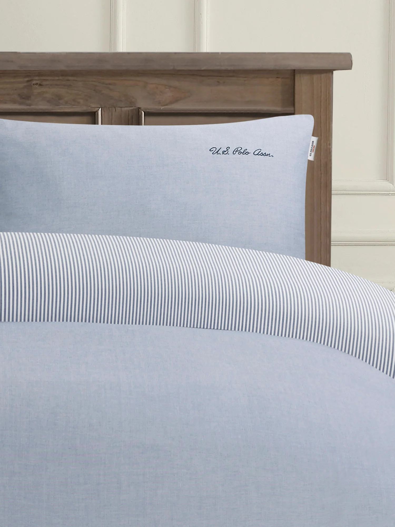 Pure Cotton Chambray Duvet Set True Navy - Image 5