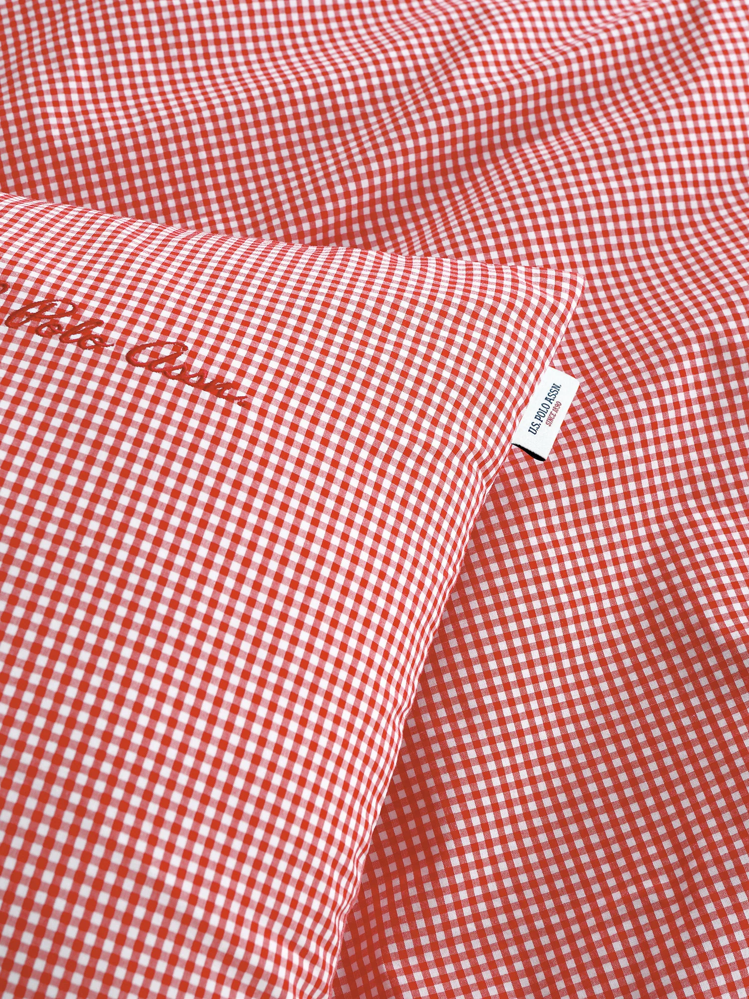 Pure Cotton Check Duvet Set Haute Red - Image 4