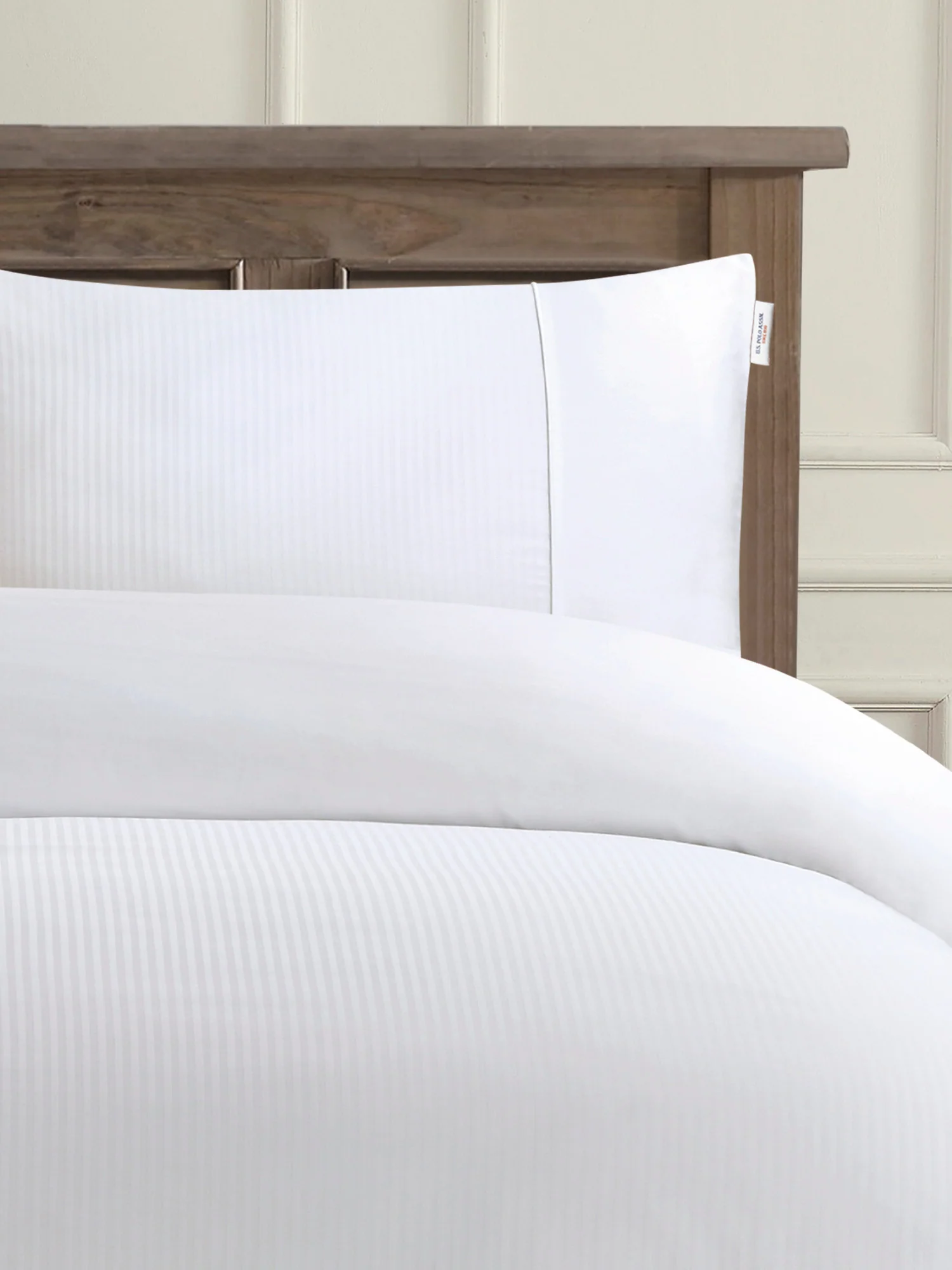 Pure Cotton Dobby Stripe Duvet Set Bright White - Image 3