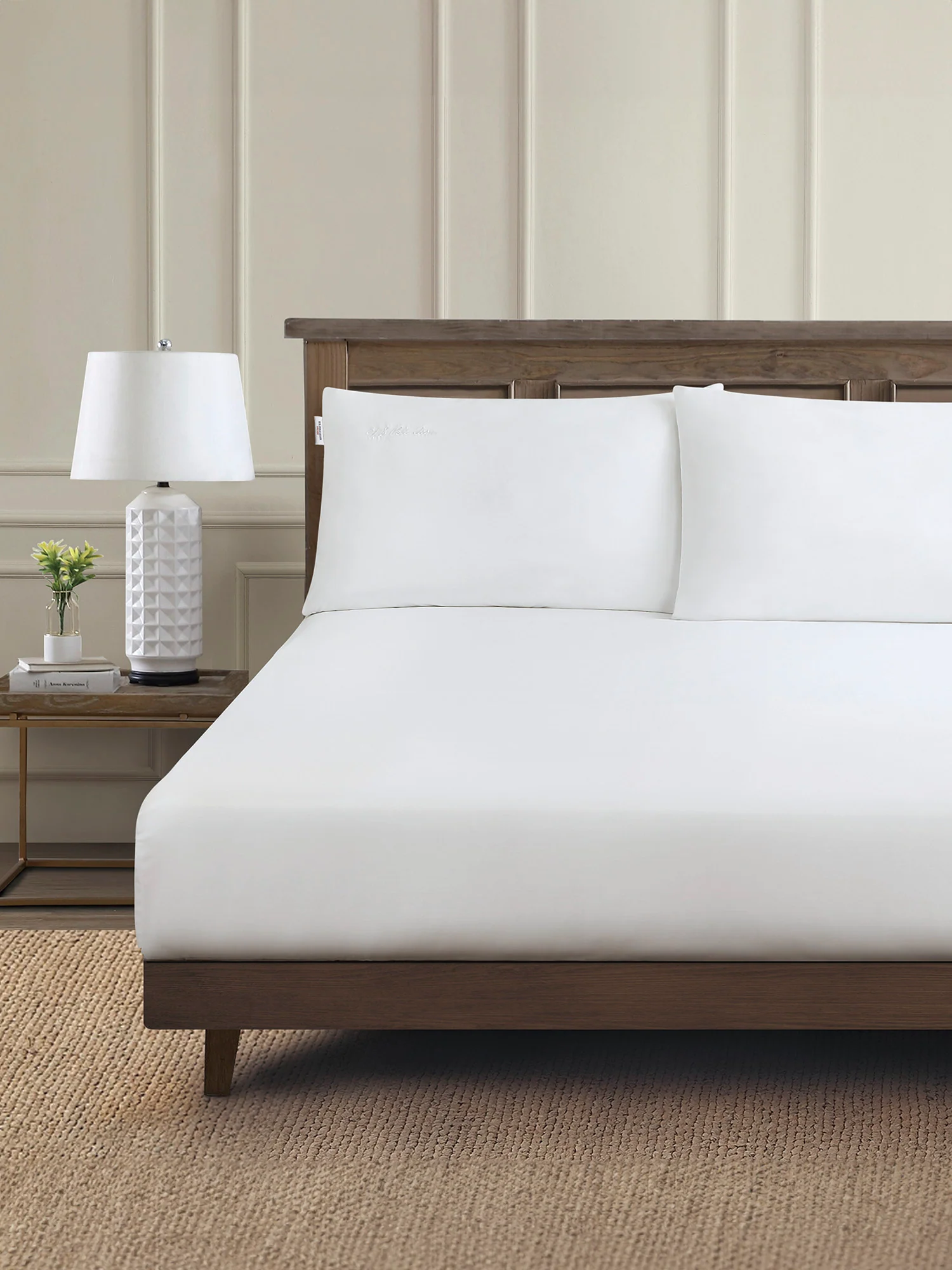 Pure Cotton Sheet & Pillowcase Set in Bright White - Image 3