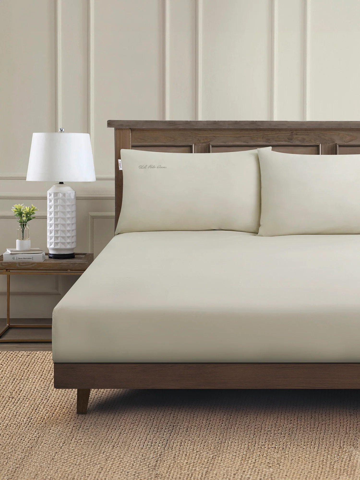 Pure Cotton Sheet & Pillowcase Set in Oatmeal - Image 3
