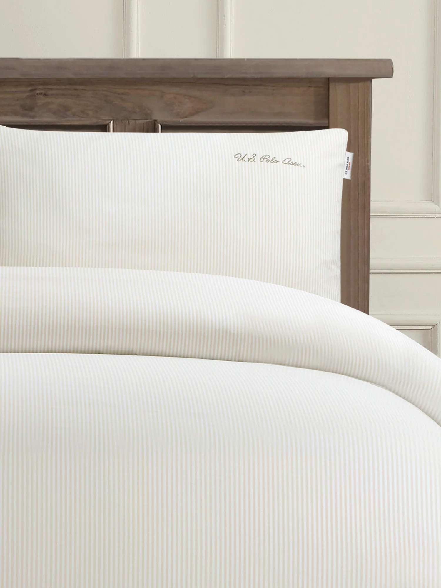 Pure Cotton Stripe Duvet Set in Oatmeal - Image 3