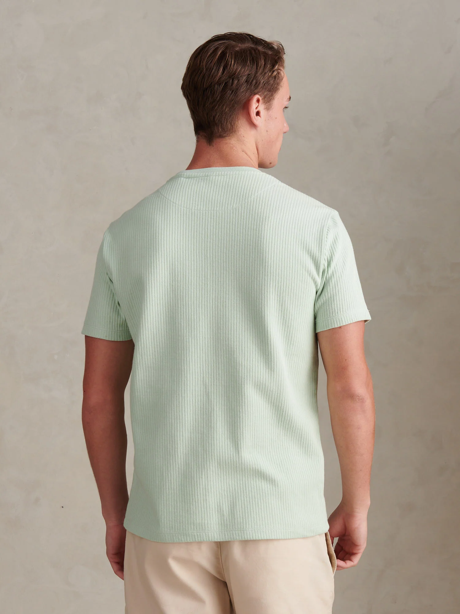 Mens Rib Texture T-Shirt Aqua Foam - Image 4