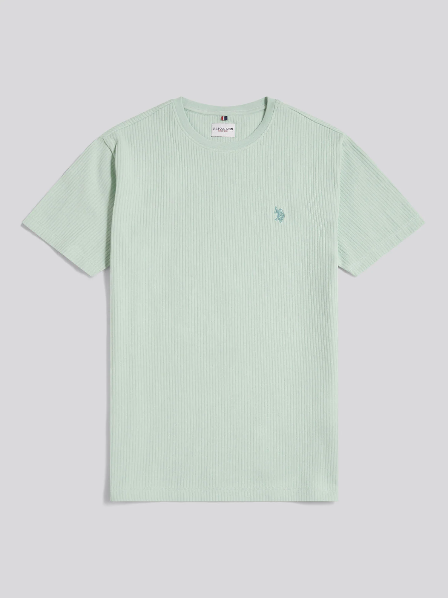 Mens Rib Texture T-Shirt Aqua Foam - Image 5