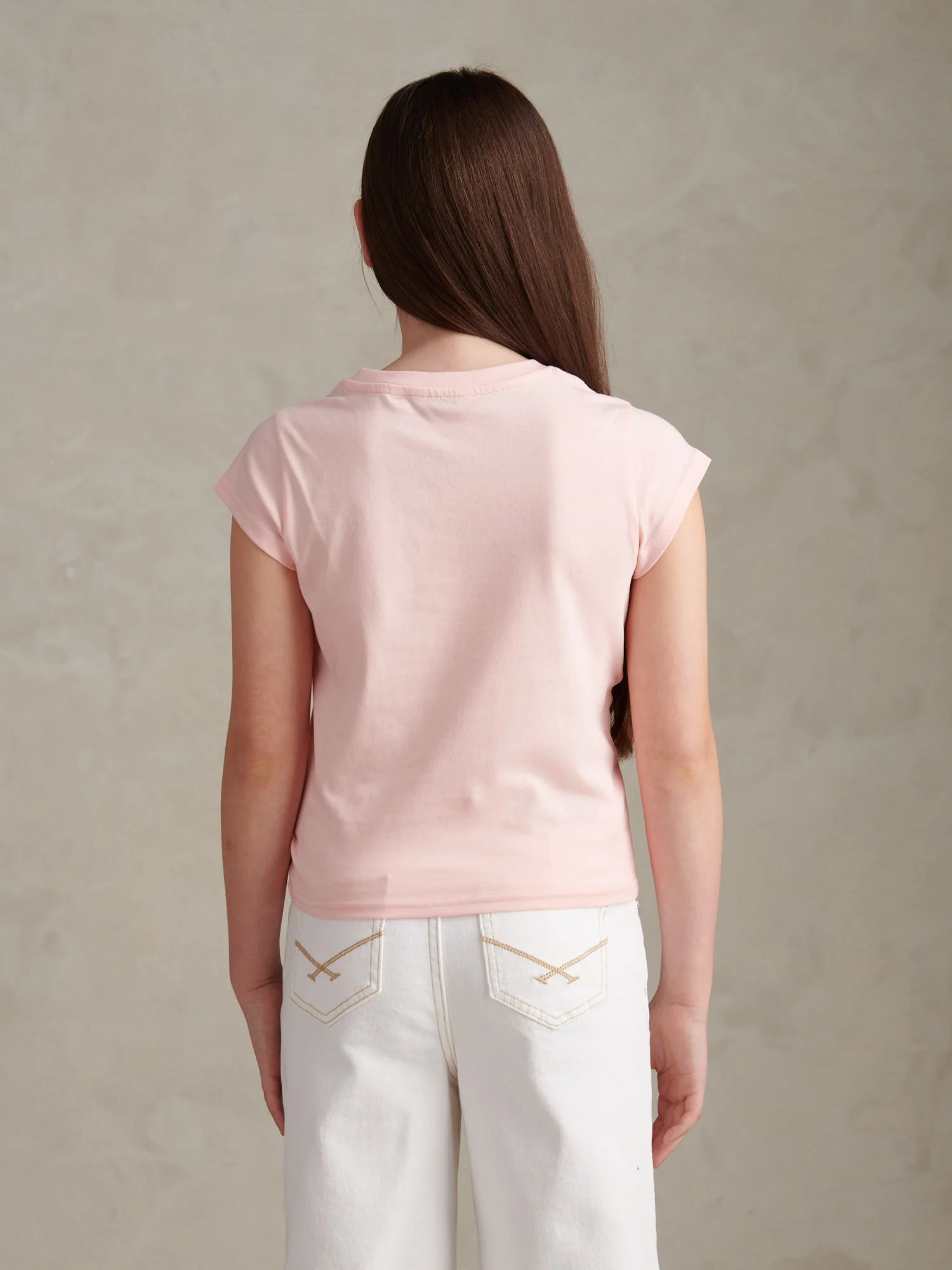 Girls Script Logo Cap Sleeve T-Shirt Crystal Rose - Image 4