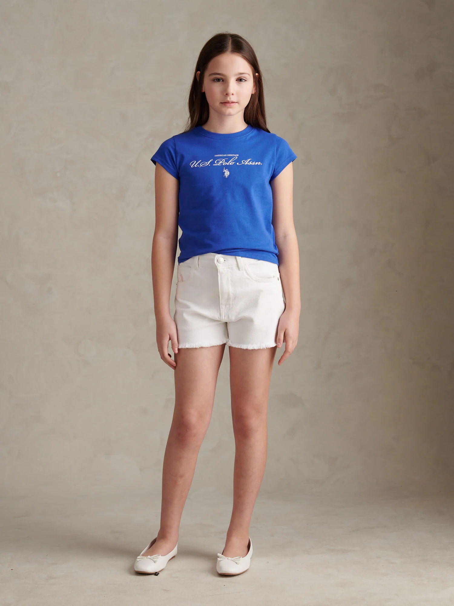 Girls Script Logo Cap Sleeve T-Shirt Dazzling Blue - Image 3