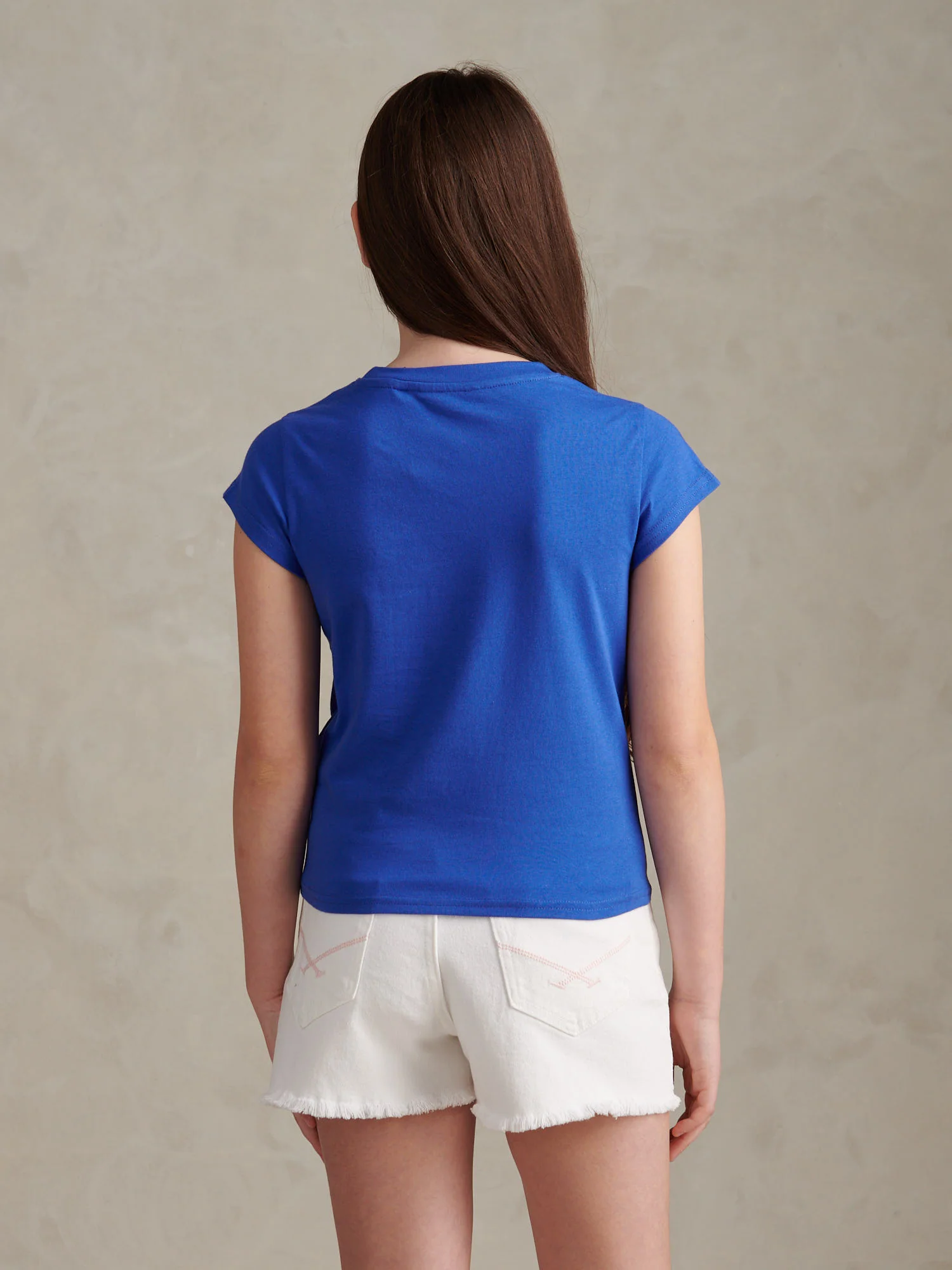 Girls Script Logo Cap Sleeve T-Shirt Dazzling Blue - Image 4