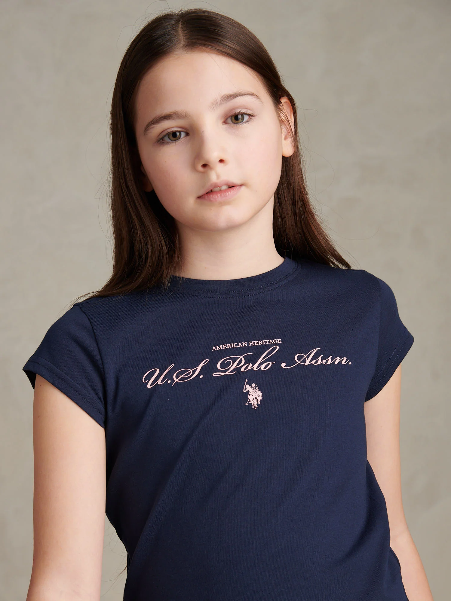 Girls Script Logo Cap Sleeve T-Shirt Navy Iris - Image 2