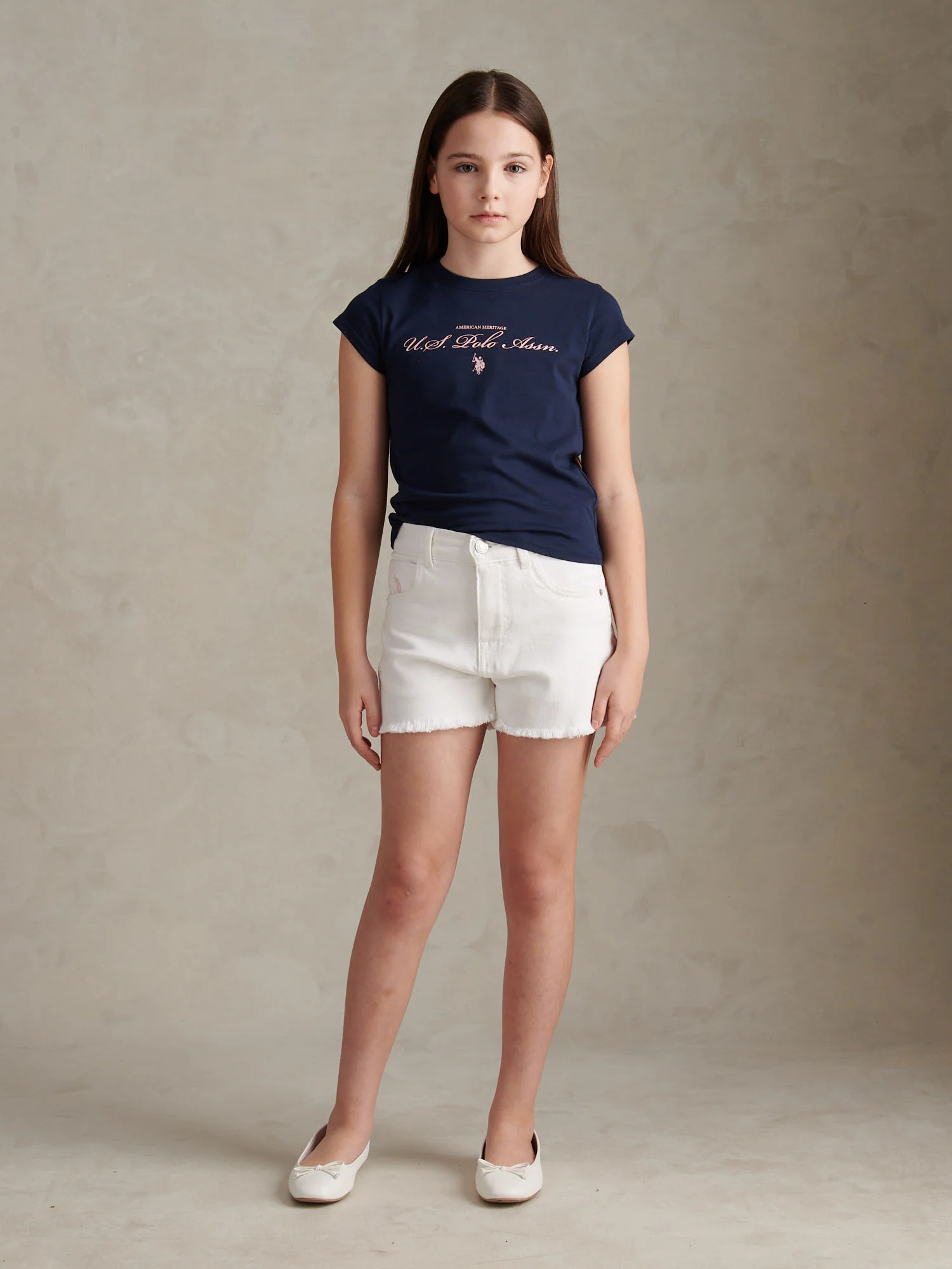 Girls Script Logo Cap Sleeve T-Shirt Navy Iris - Image 3