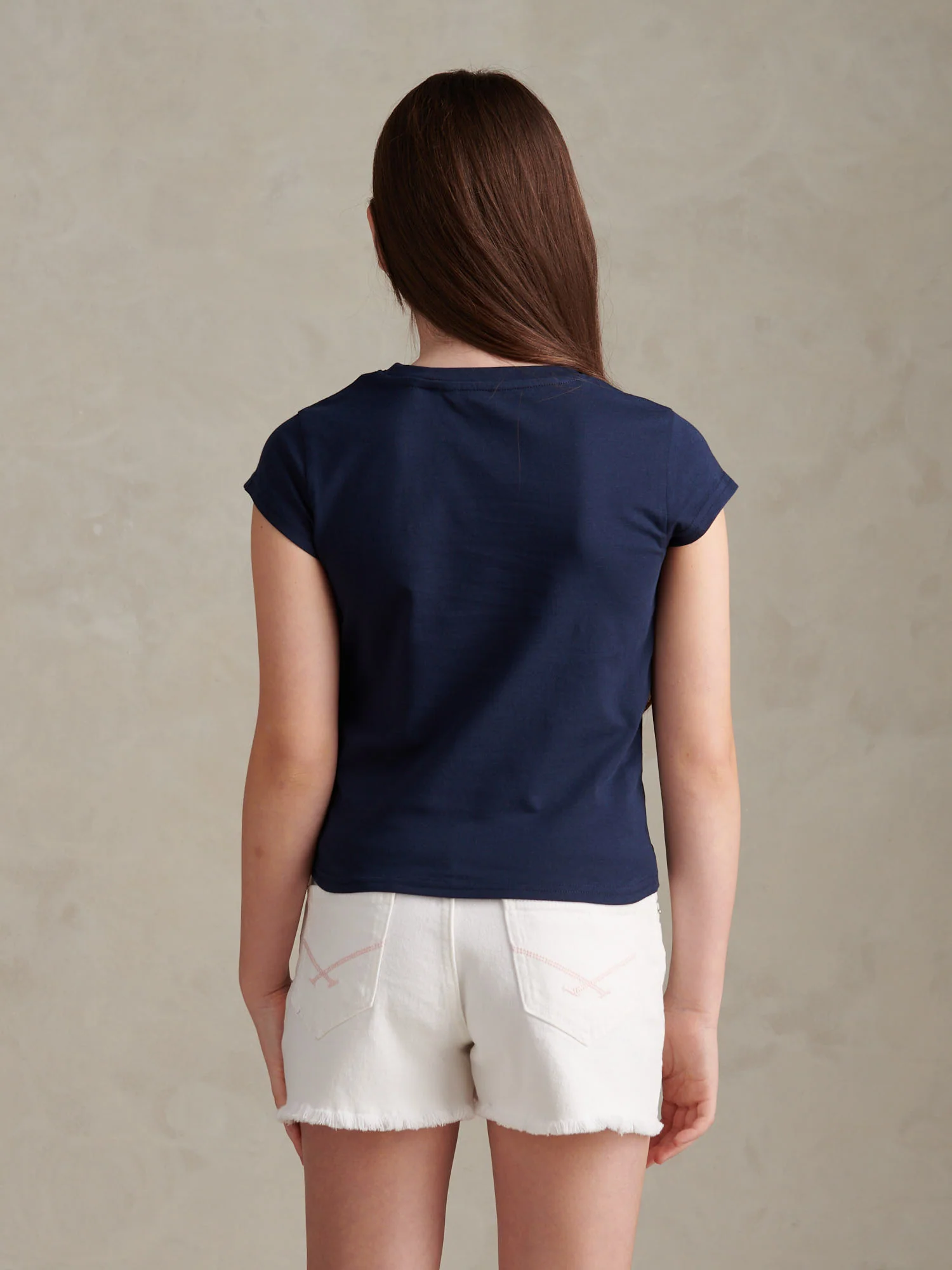 Girls Script Logo Cap Sleeve T-Shirt Navy Iris - Image 4