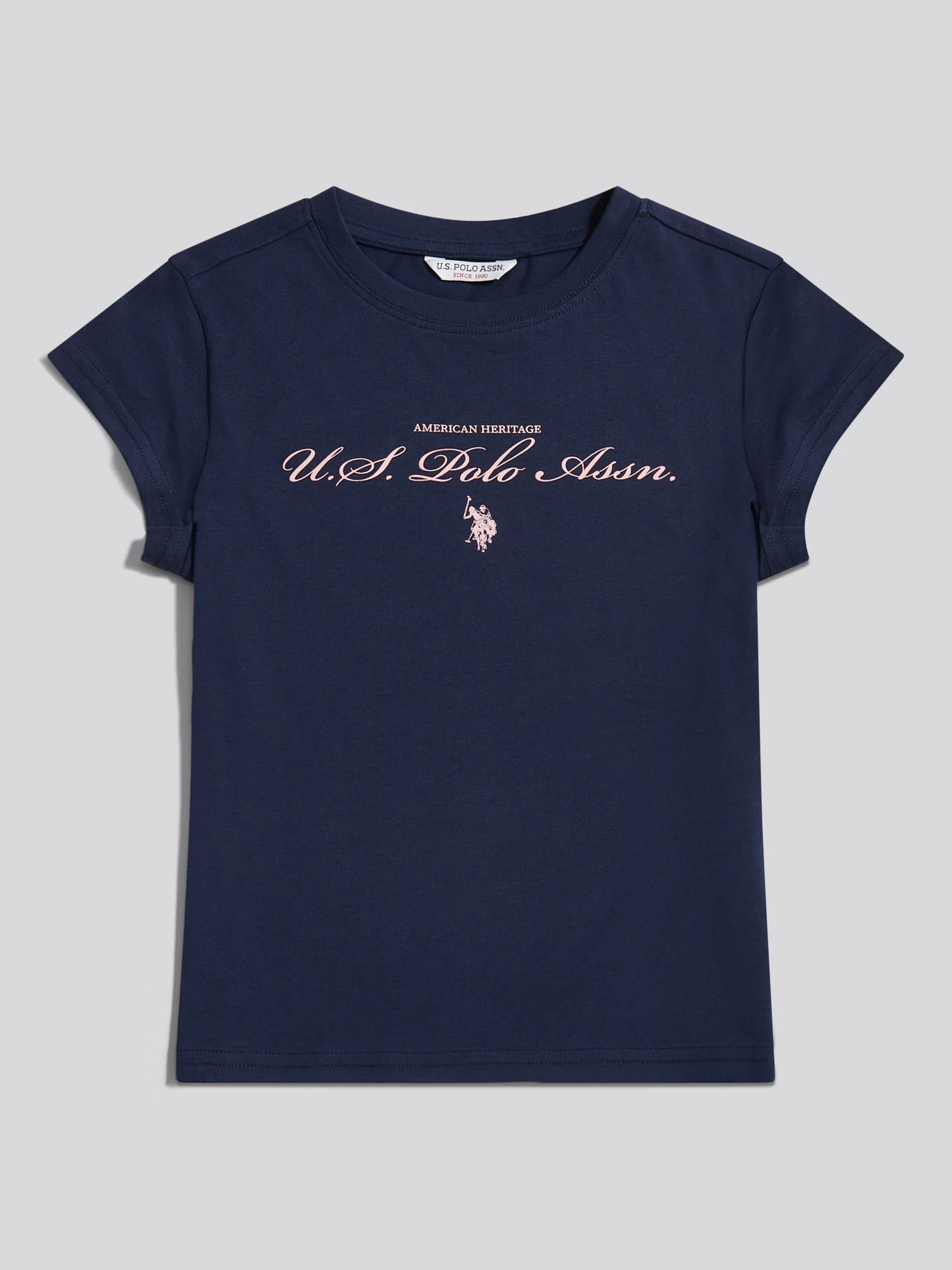 Girls Script Logo Cap Sleeve T-Shirt Navy Iris - Image 5