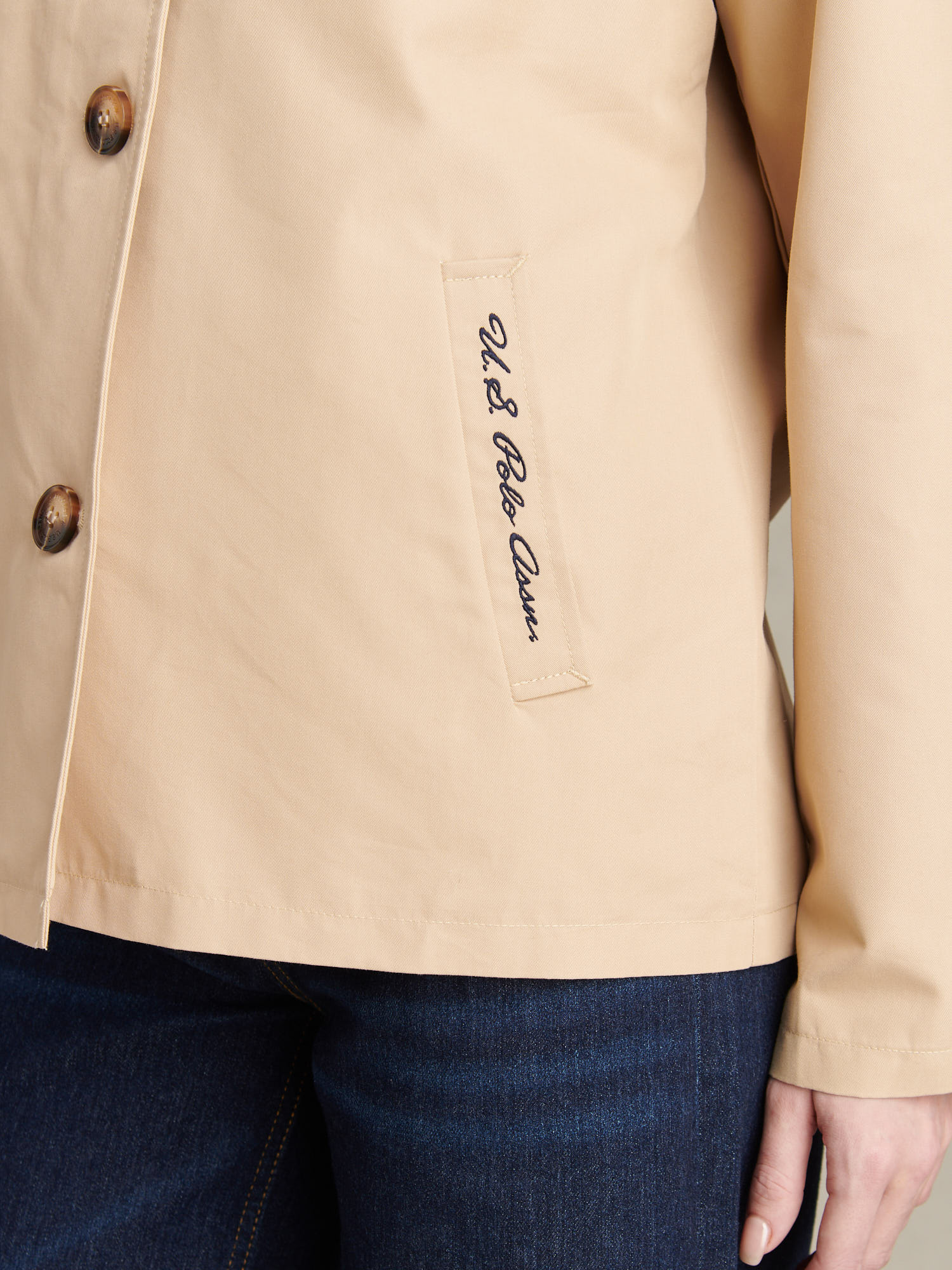 Womens Water Resistant Short Trench Coat Irish Cream - Image 5