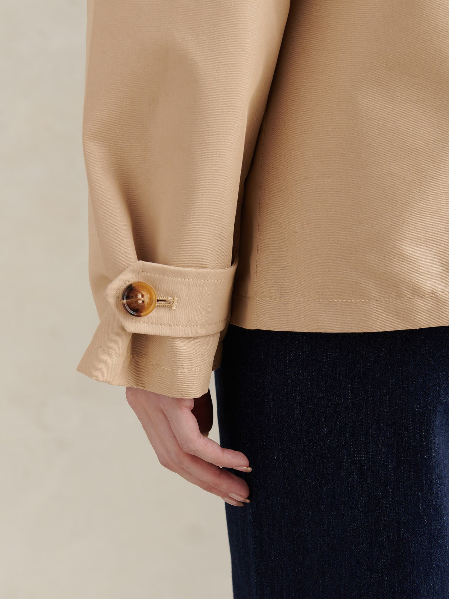 Womens Water Resistant Short Trench Coat Irish Cream - Image 6