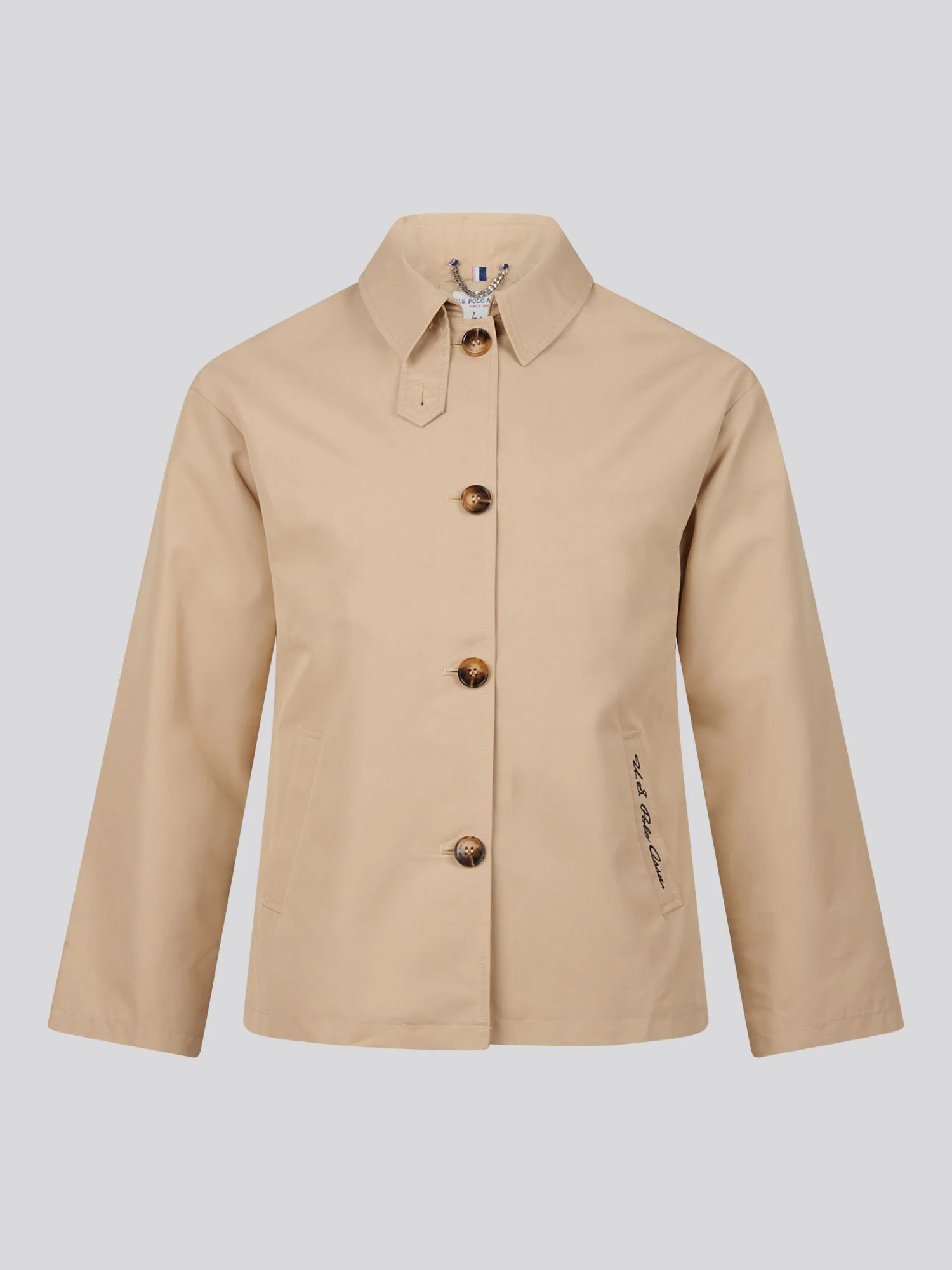 Womens Water Resistant Short Trench Coat Irish Cream - Image 7