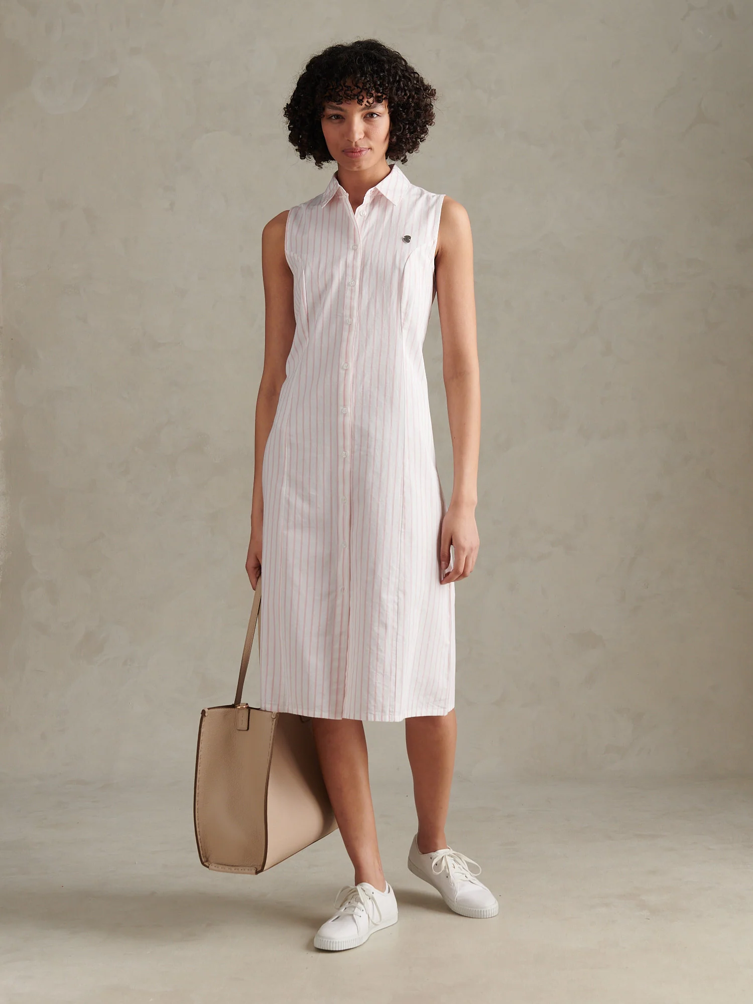 Womens Sleeveless Tie Back Midi Shirt Dress Crystal Rose - Image 3