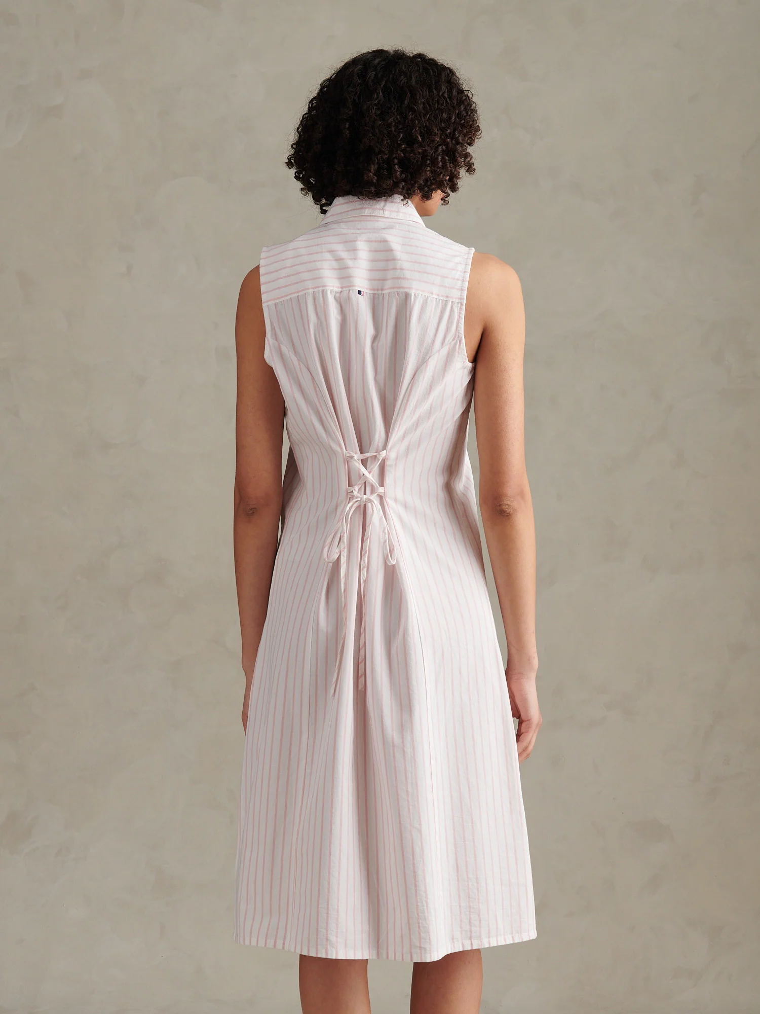 Womens Sleeveless Tie Back Midi Shirt Dress Crystal Rose - Image 4