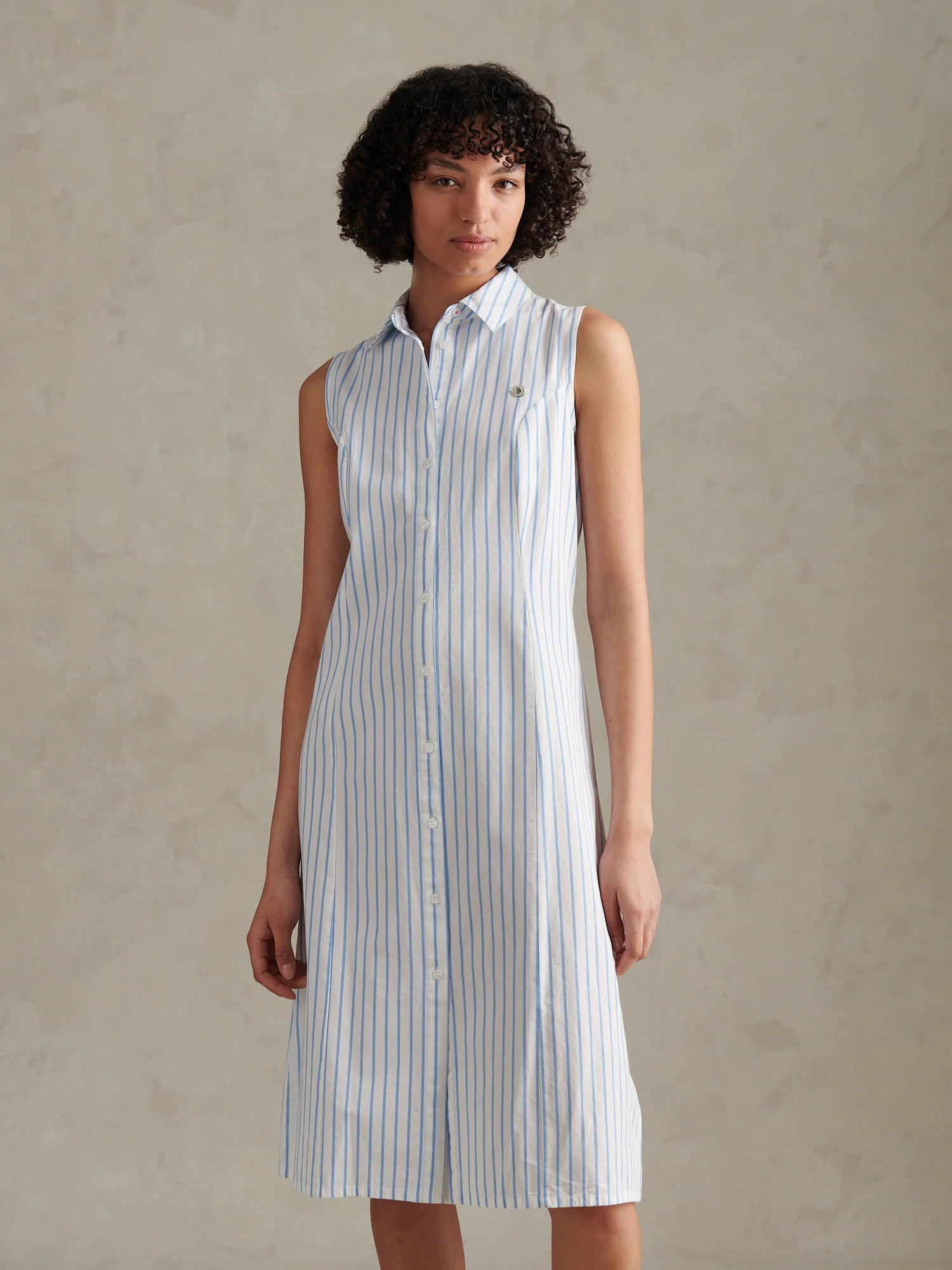 Womens Sleeveless Tie Back Midi Shirt Dress Open Air