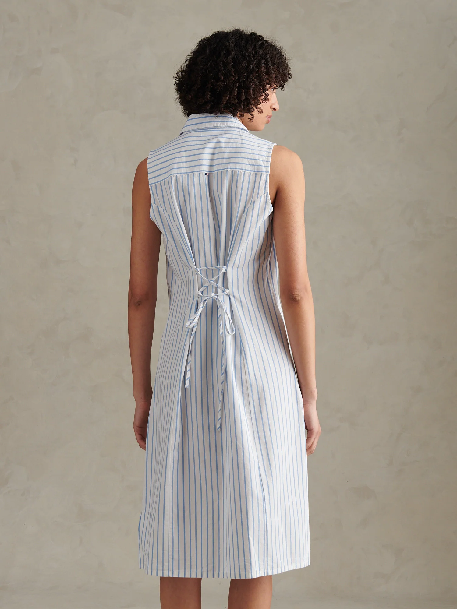 Womens Sleeveless Tie Back Midi Shirt Dress Open Air - Image 4