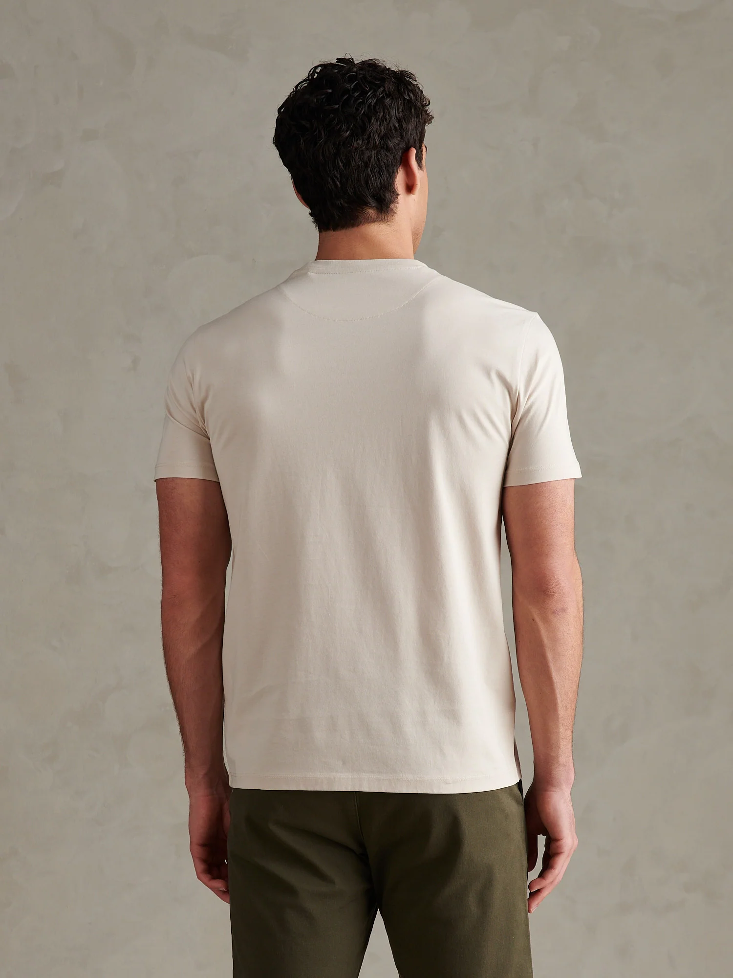 Mens Smart Mercerised T-Shirt Beige - Image 4