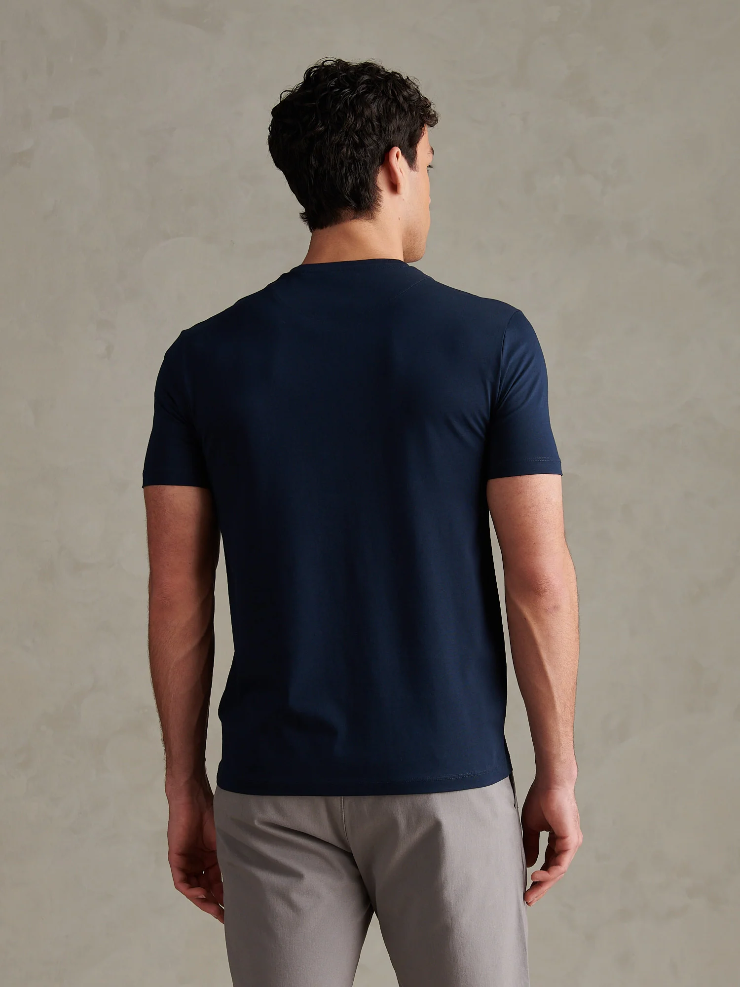Mens Smart Mercerised T-Shirt Dark Sapphire Navy - Image 4