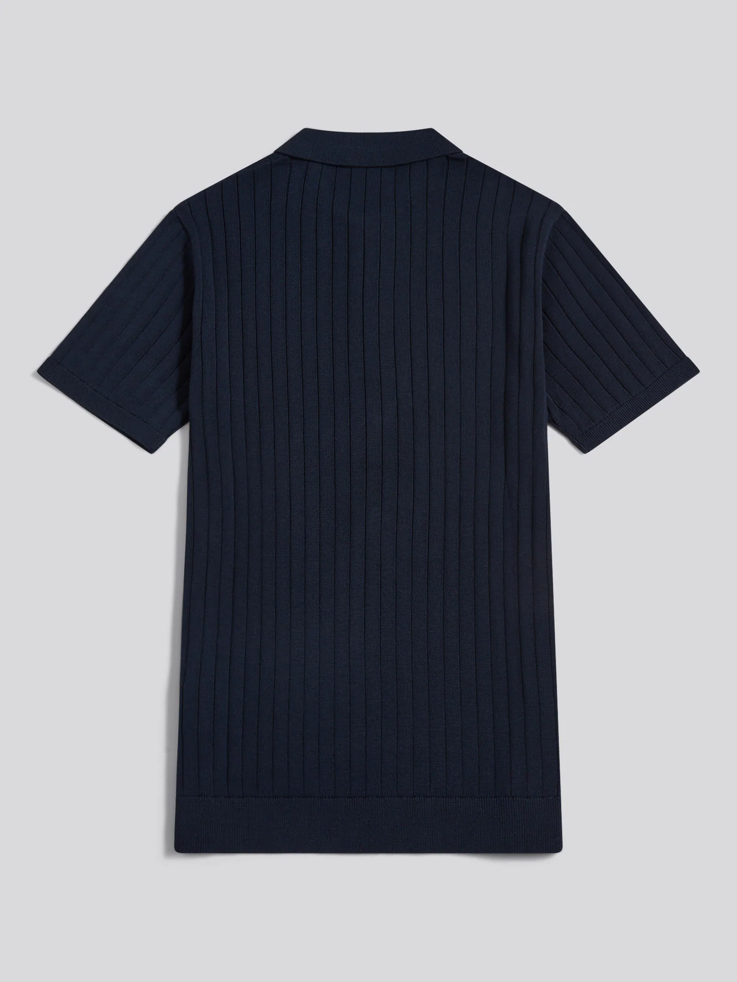 Mens Smart Textured Knit Quarter Zip Polo Shirt Dark Sapphire Navy - Image 6