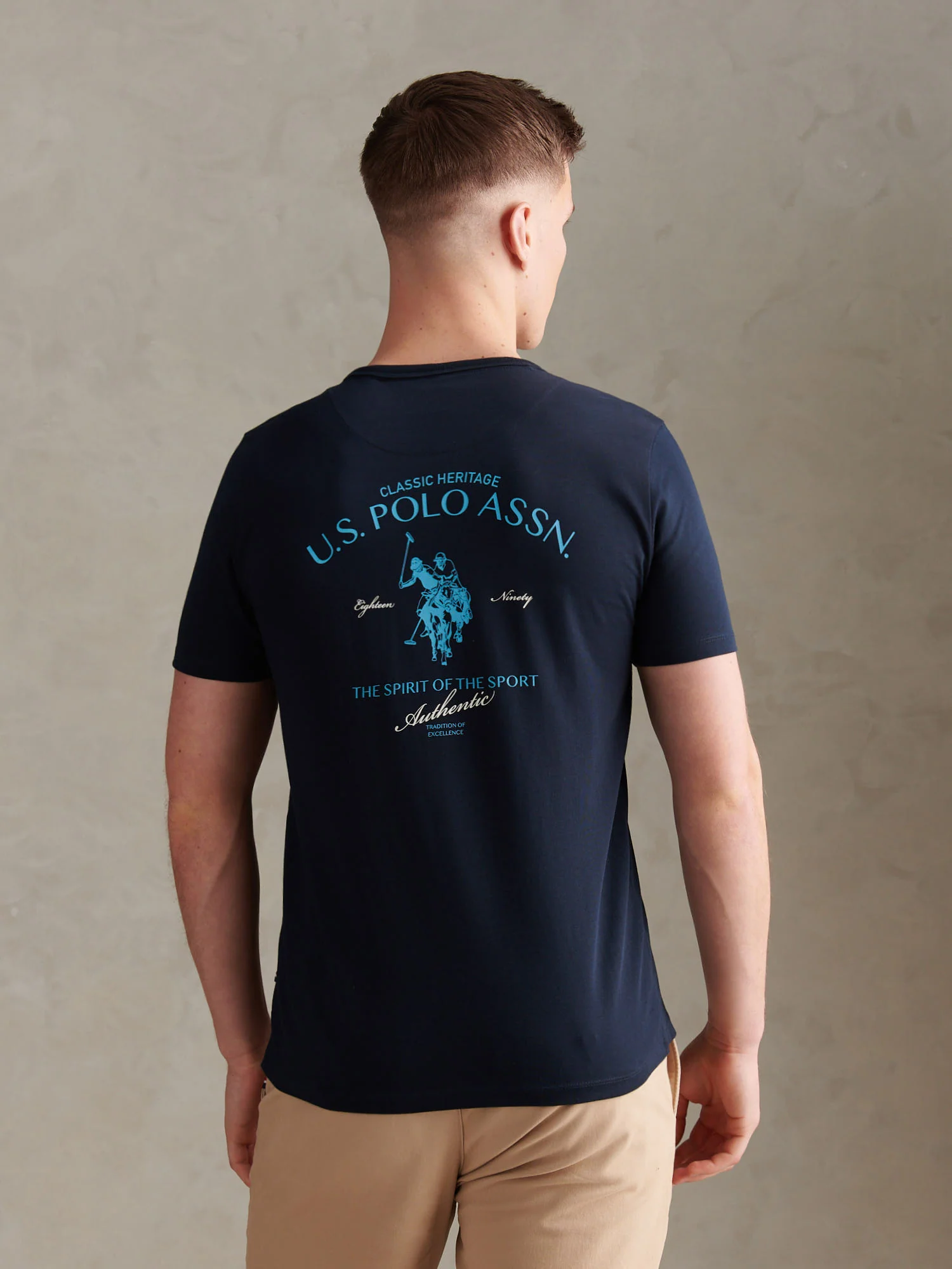Mens Spirit Of Sport Back Graphic T-Shirt Dark Sapphire Navy - Image 4