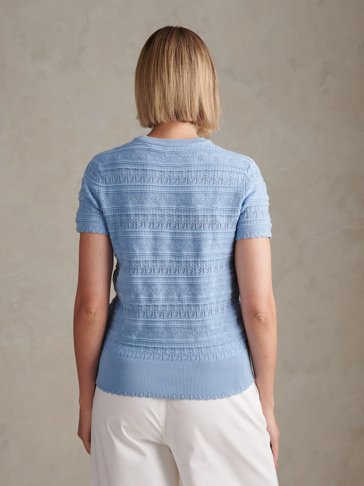 Womens Pointelle Knit T-Shirt Open Air - Image 4