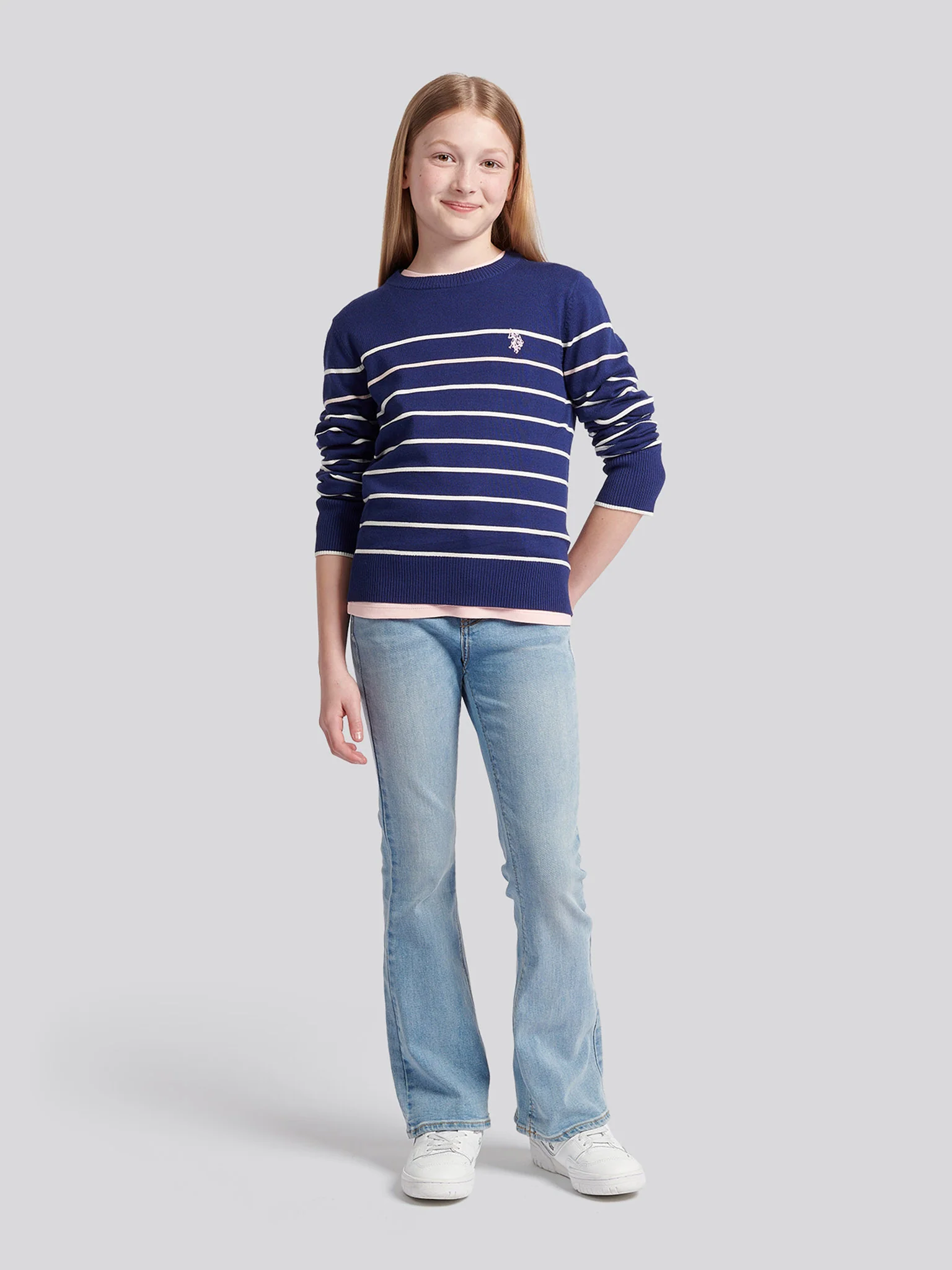 Stripe Crew Jumper Midnight Blue - Image 3