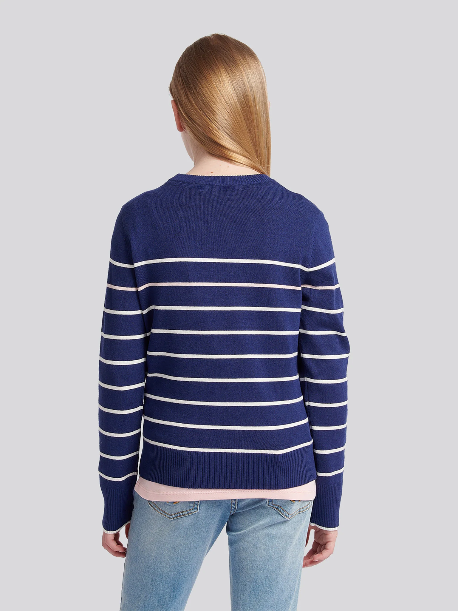 Stripe Crew Jumper Midnight Blue - Image 4