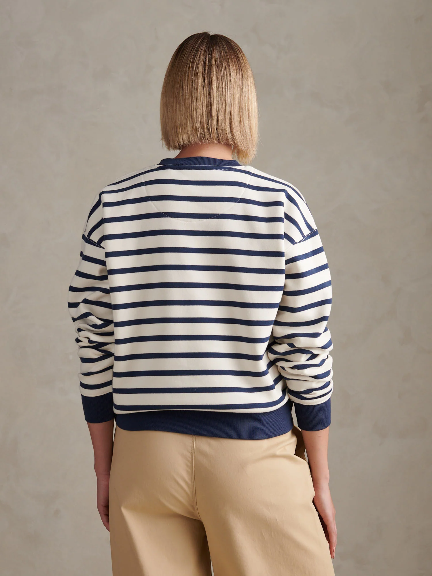Womens Stripe Crew Neck Sweatshirt Marshmallow - Image 4