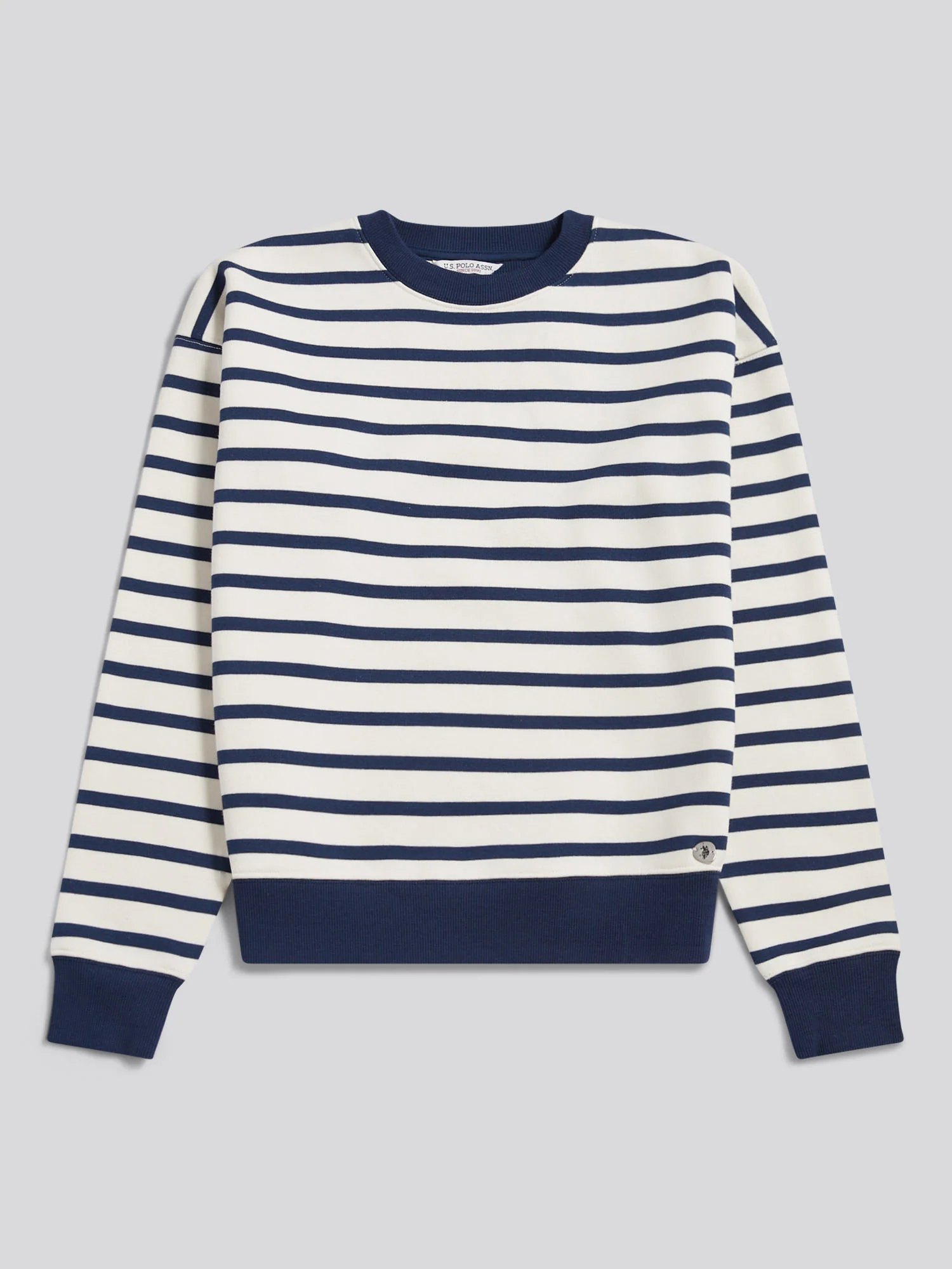 Womens Stripe Crew Neck Sweatshirt Marshmallow - Image 5