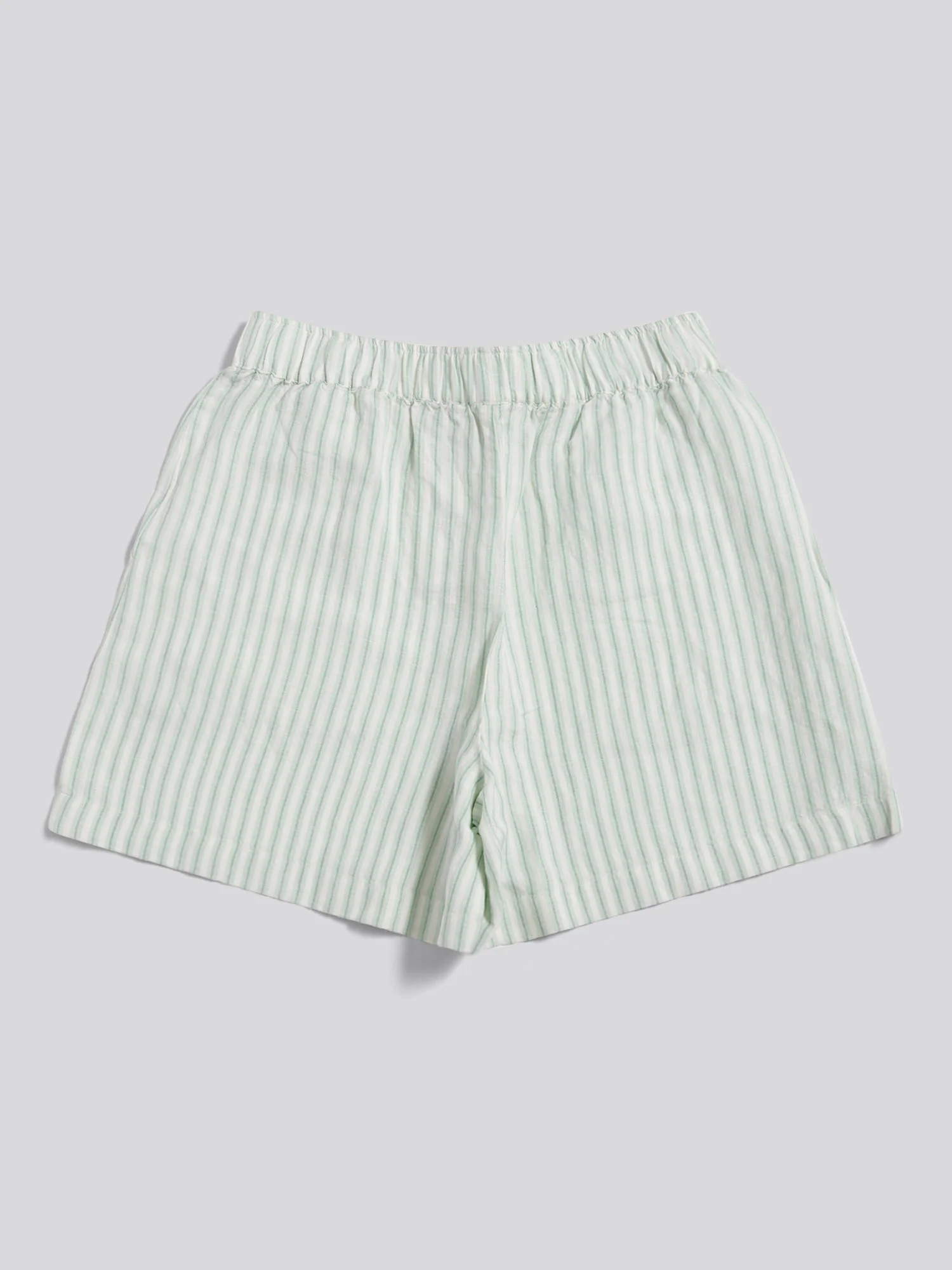 Womens Linen Blend Stripe Boxer Short Misty Jade - Image 6