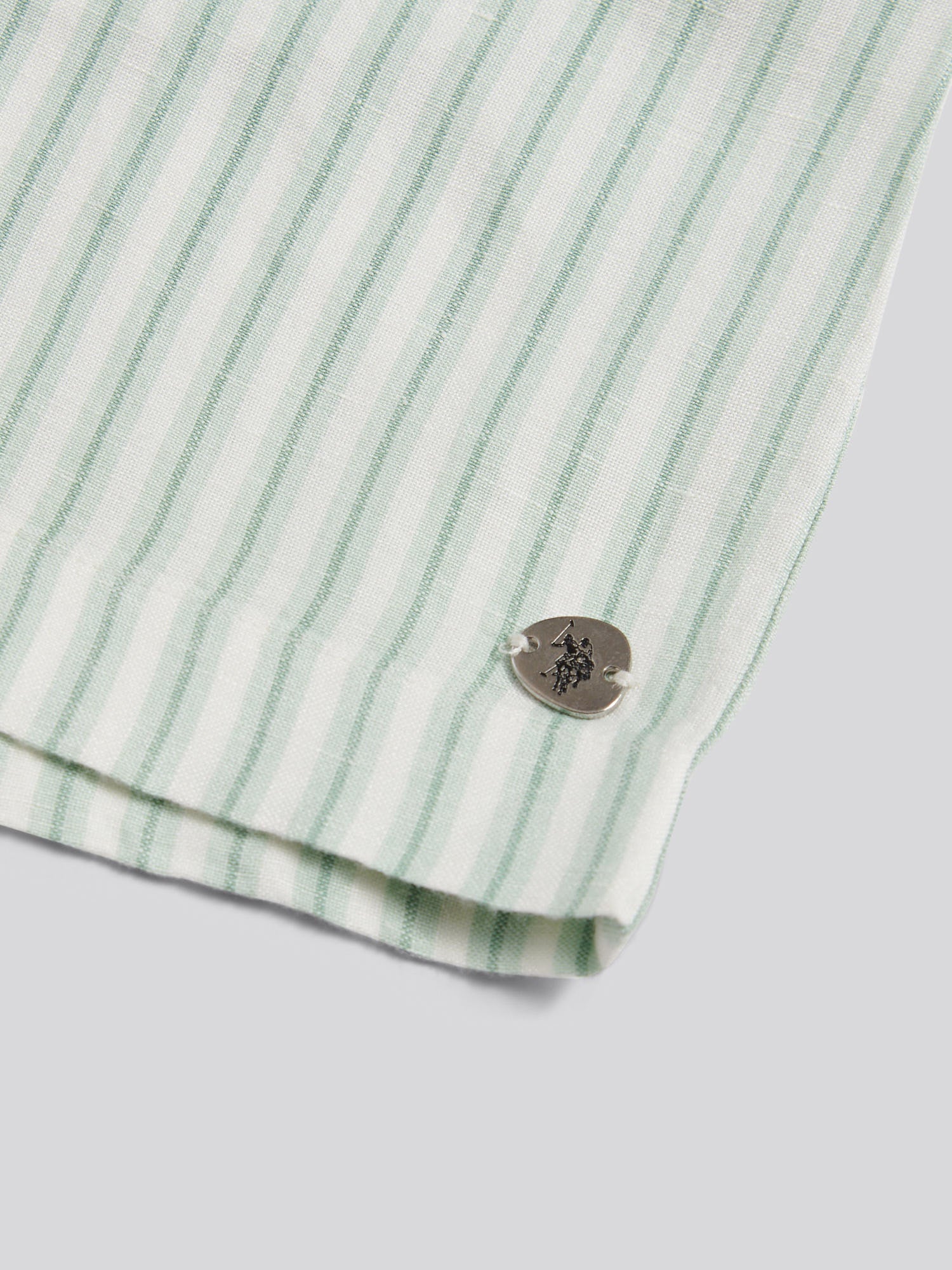 Womens Linen Blend Stripe Boxer Short Misty Jade - Image 7