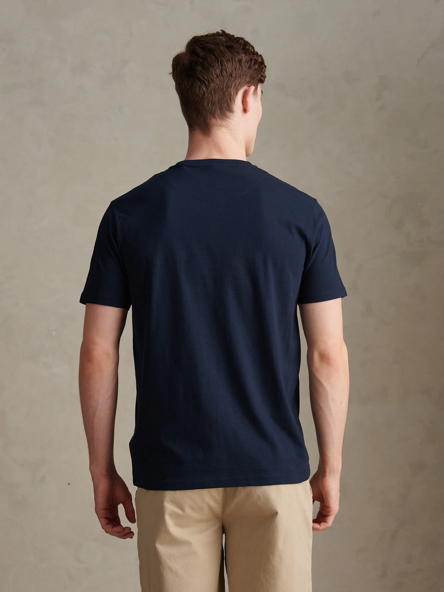 Mens Subtle Texture Double Horsemen T-Shirt Dark Sapphire Navy - Image 4