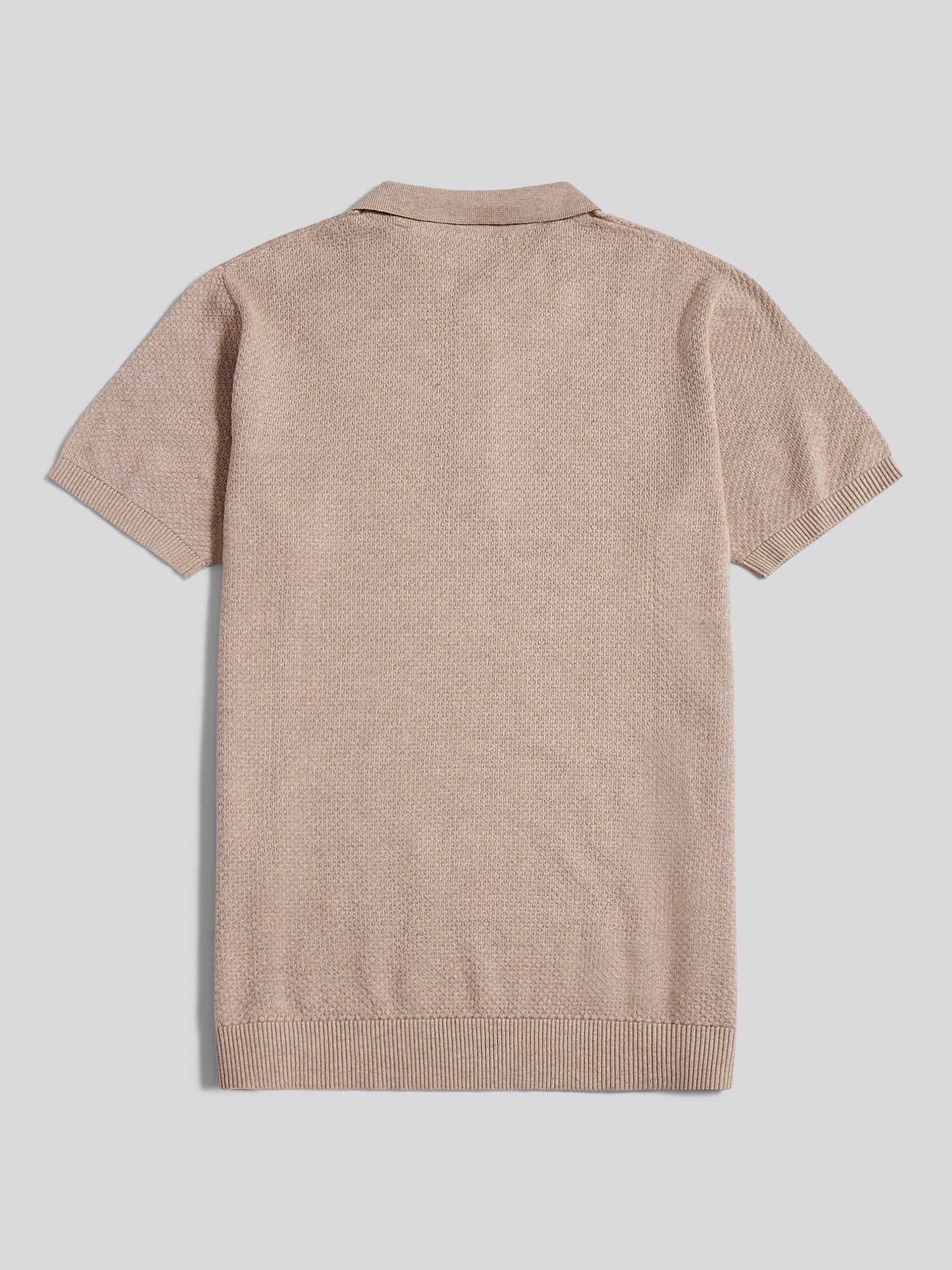 Mens Textured Knit Polo Shirt Atmosphere Marl - Image 6