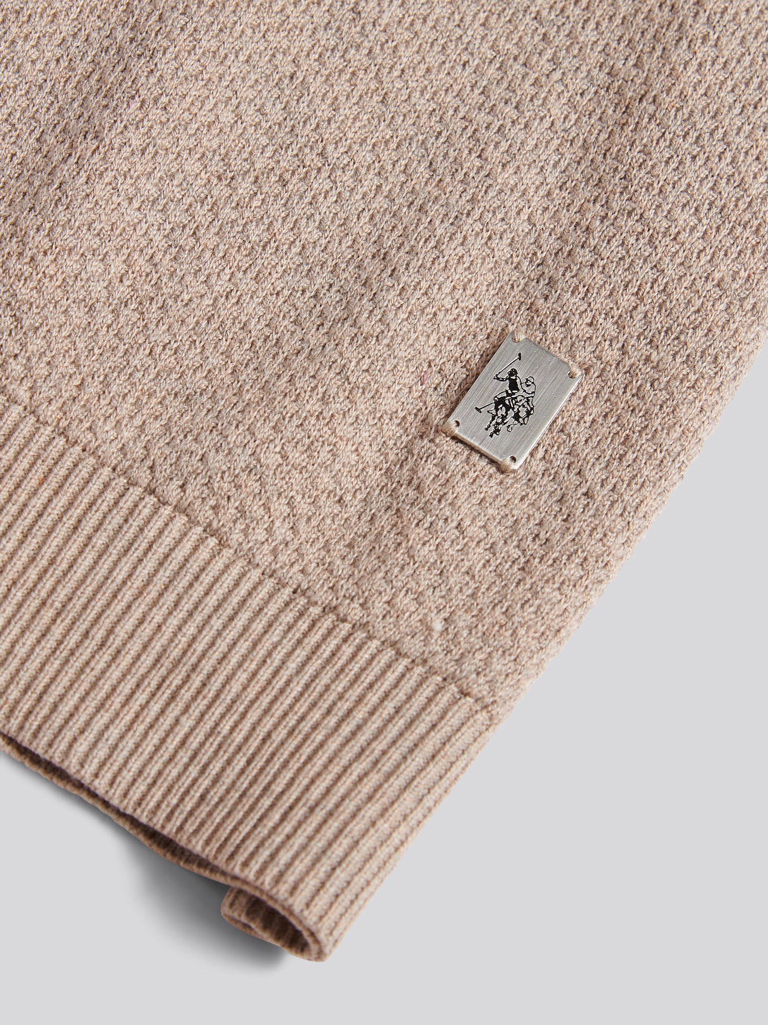 Mens Textured Knit Polo Shirt Atmosphere Marl - Image 7