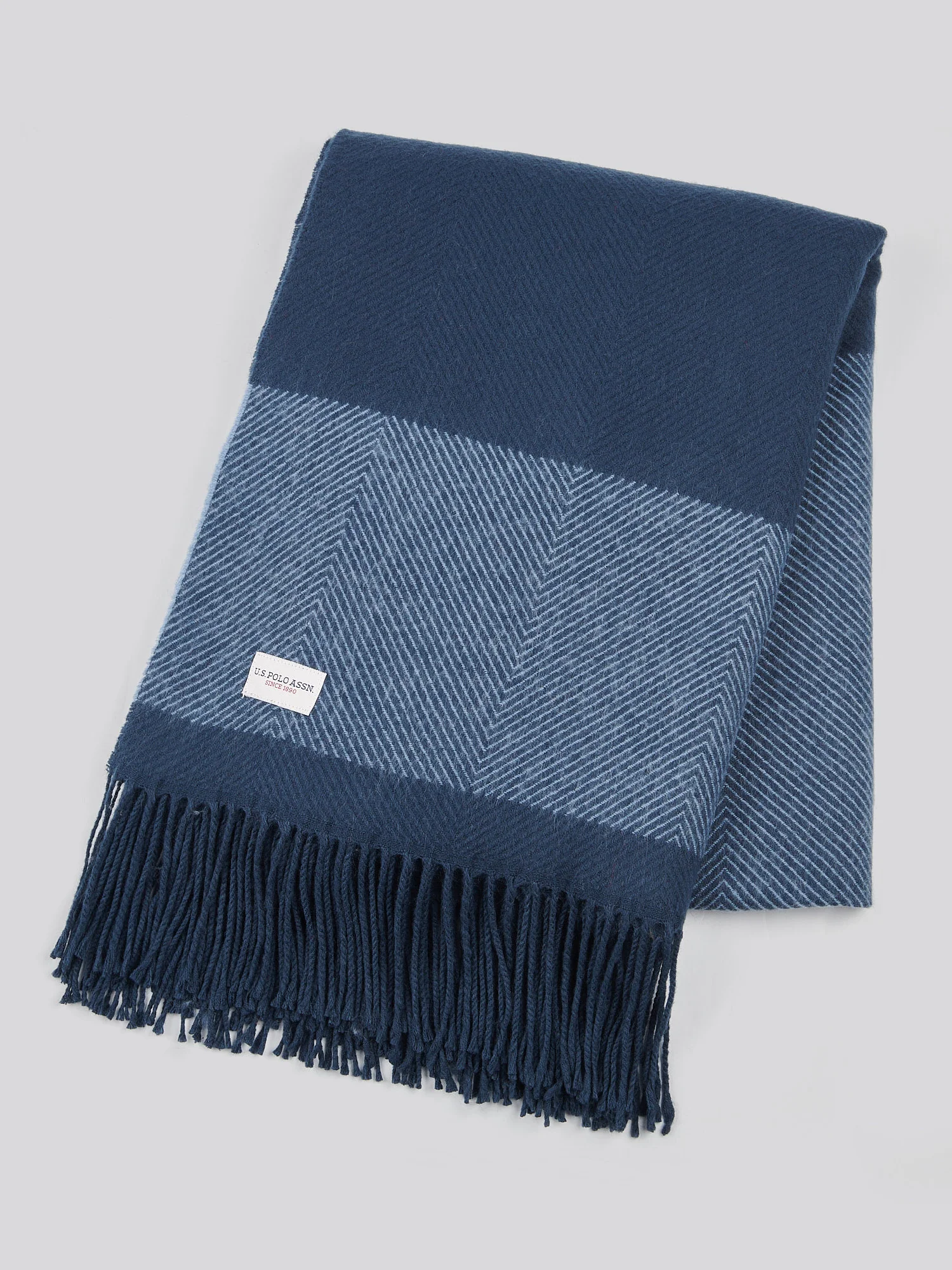 Tonal Herringbone Boxed Throw Navy Iris - Image 5