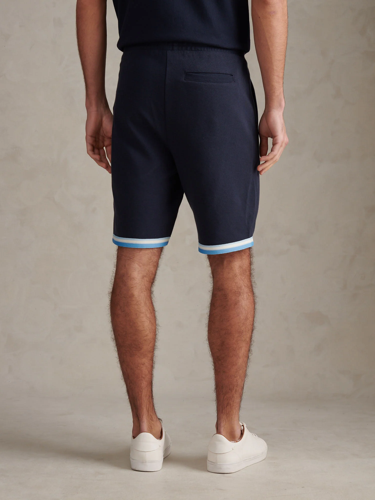 Mens Twill Taped Sweat Shorts Dark Sapphire Navy - Image 4