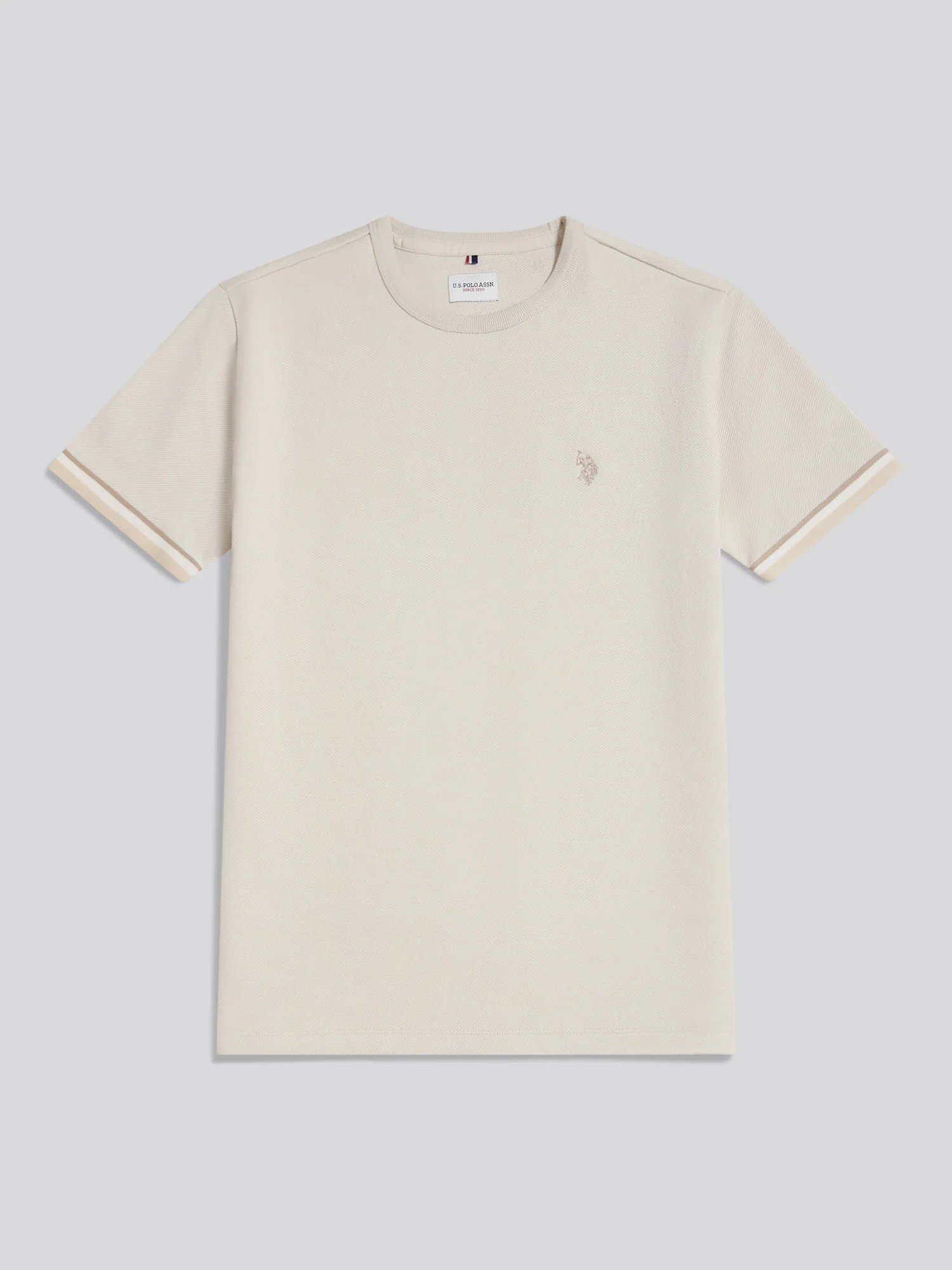Mens Twill Taped T-Shirt Beige - Image 5