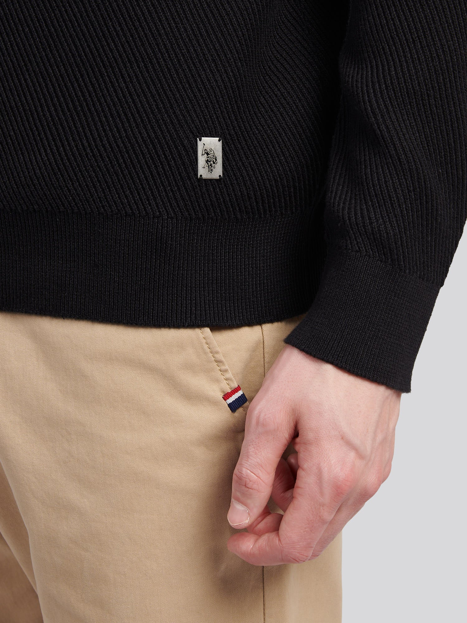 Mens Twill Texture Knit Funnel in Black - Image 2