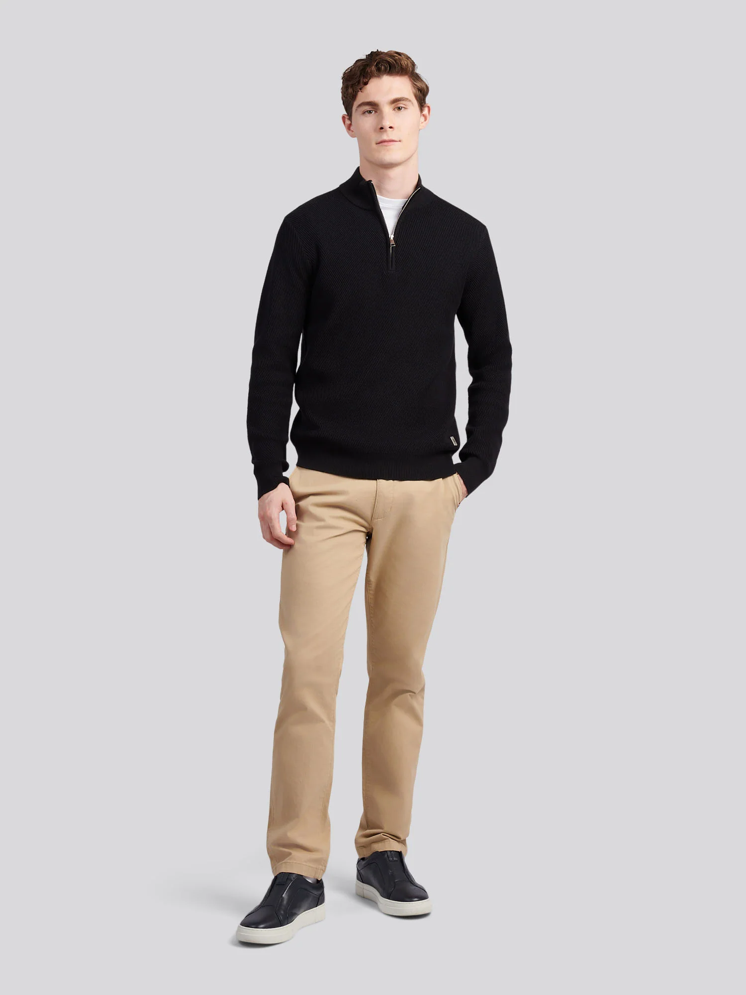 Mens Twill Texture Knit Funnel in Black - Image 3